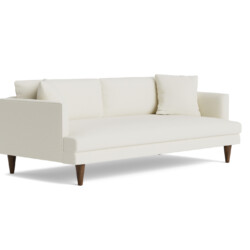 Sofa băng Lewis Extra SF-646 ba chỗ ngồi, bọc vải màu trắng kem tinh tế, được chụp góc nghiêng trên nền trắng, làm nổi bật…