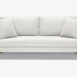 Sofa băng Ainsley SF-369 bọc vải màu be nhạt, chụp chính diện trên nền trắng. Sofa có thiết kế tối giản, gồm hai đệm ngồi…