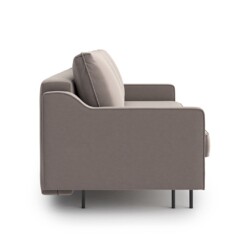 Mặt bên của sofa văng Abbe SF-429 màu xám be, chụp trên nền trắng. Hình ảnh cho thấy rõ độ dày của tay vịn và đệm ngồi, cù…