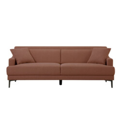 Sofa băng 3 chỗ SF-189 màu nâu đất, chụp chính diện trên nền trắng. Kiểu dáng hiện đại với đệm ngồi và tựa lưng phồng nhẹ…