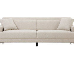 Sofa băng 3 chỗ SF-189 màu be nhạt, chụp chính diện trên nền trắng. Thiết kế tối giản với đường nét thanh mảnh, đệm ngồi v…