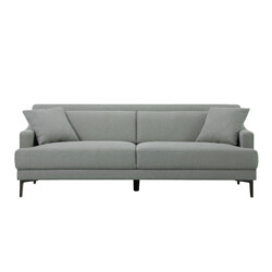 Sofa băng 3 chỗ SF-189 màu xám xanh nhạt, chụp chính diện trên nền trắng. Thiết kế đồng nhất với các phiên bản màu khác, t…