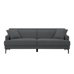Sofa băng 3 chỗ SF-189 màu xám đậm, chụp chính diện trên nền trắng. Thiết kế tối giản, đệm ngồi và tựa lưng êm ái, kết hợp…