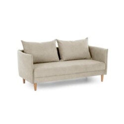Ghế sofa băng SF-455 màu be nhạt, chụp chính diện trên nền trắng. Sofa có thiết kế hiện đại với hai đệm ngồi và hai đệm tự…