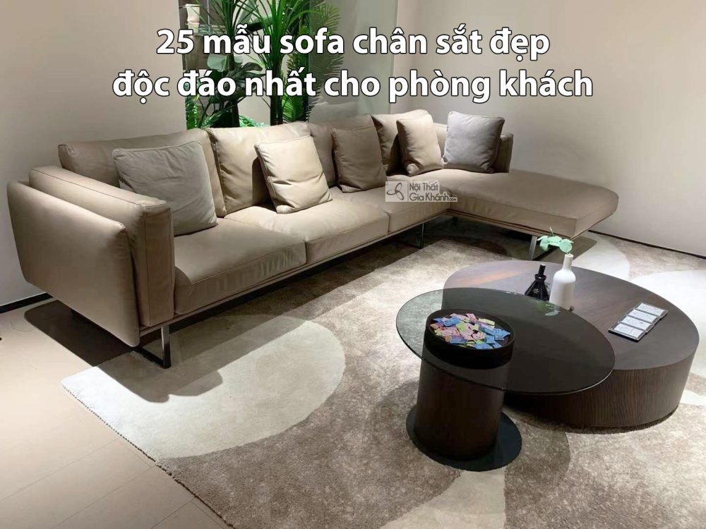 25 mẫu sofa chân sắt đẹp, độc đáo nhất 2024 cho phòng khách