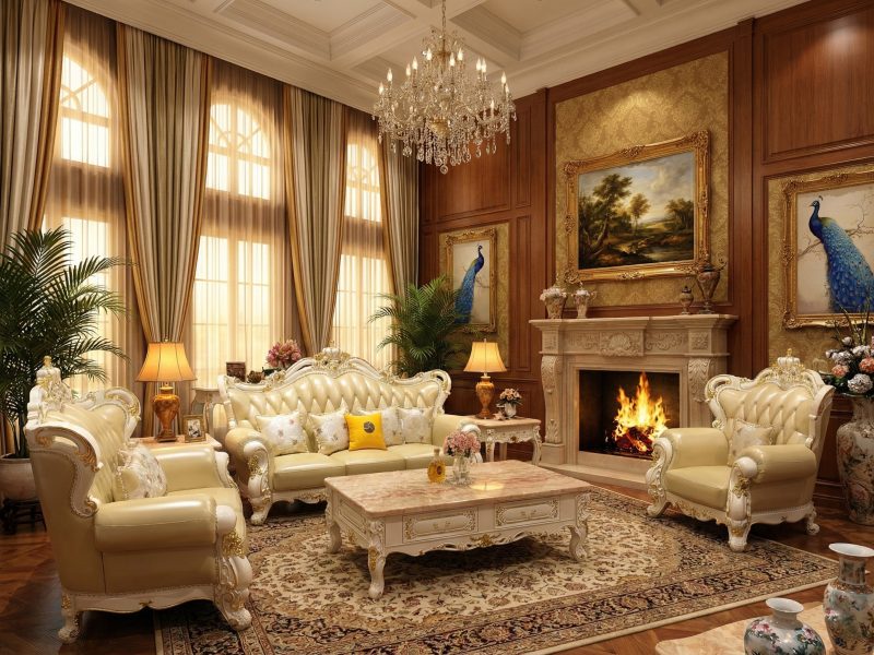 Sofa Vương Miện SB968-123 Họa Tiết Dát Vàng