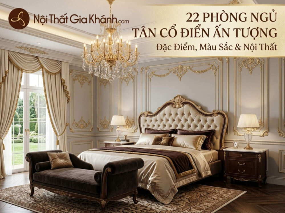 22 Phòng Ngủ Tân Cổ Điển Ấn Tượng: Đặc Điểm, Màu Sắc & Nội Thất