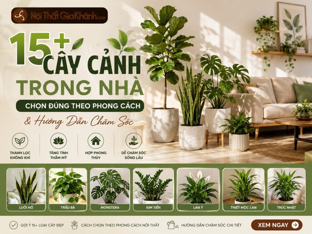 15+ Cây Cảnh Trong Nhà: Chọn Đúng Theo Phong Cách & Hướng Dẫn Chăm Sóc