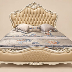 Toàn cảnh giường ngủ PRINCESS ÉLODIE nhìn từ góc cao bên trái, nổi bật với thiết kế tân cổ điển sang trọng. Khung giường g…