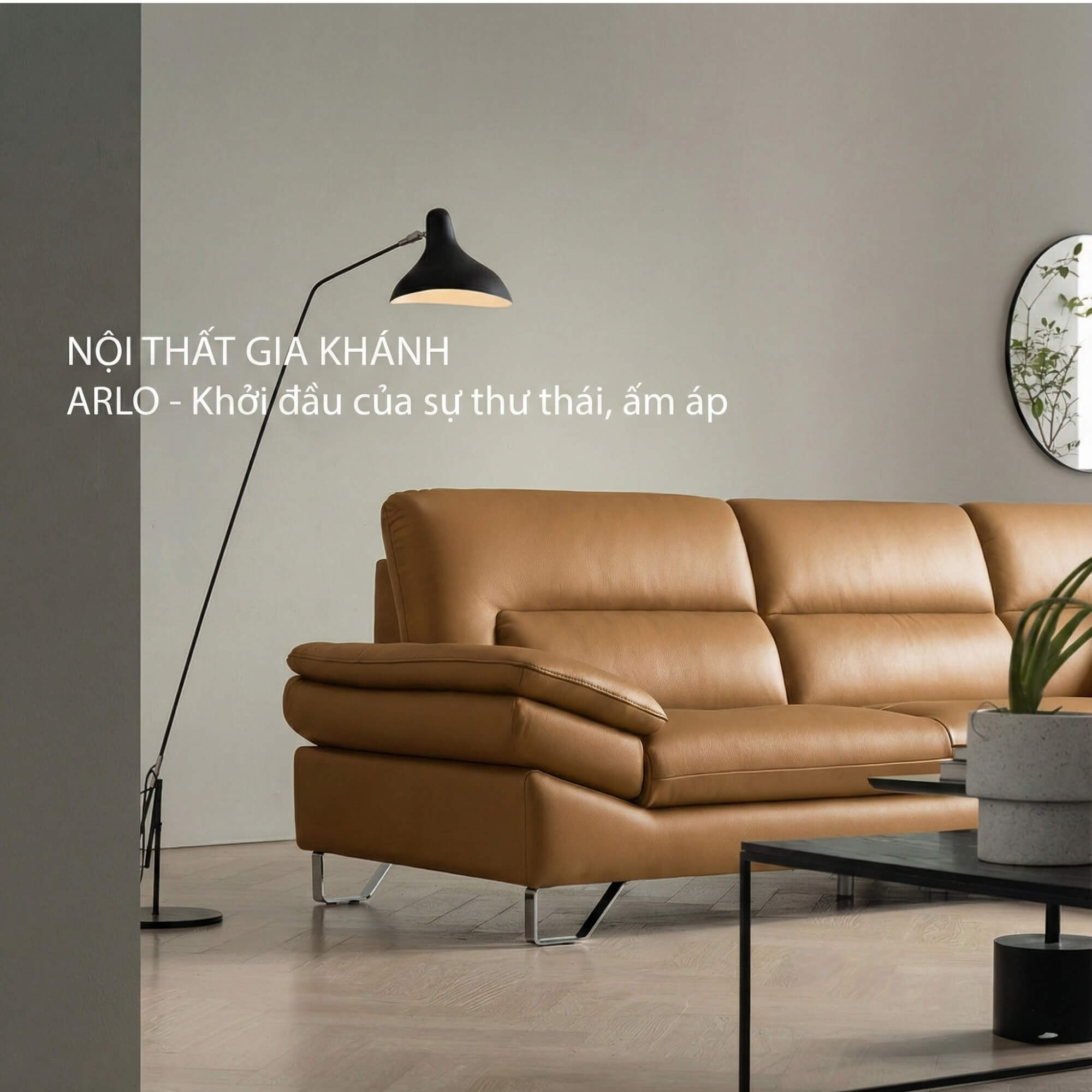 Sofa ARLO - Sofa Da Cao Cấp Góc Chữ L Hiện Đại Đệm Ngồi Êm Ái 