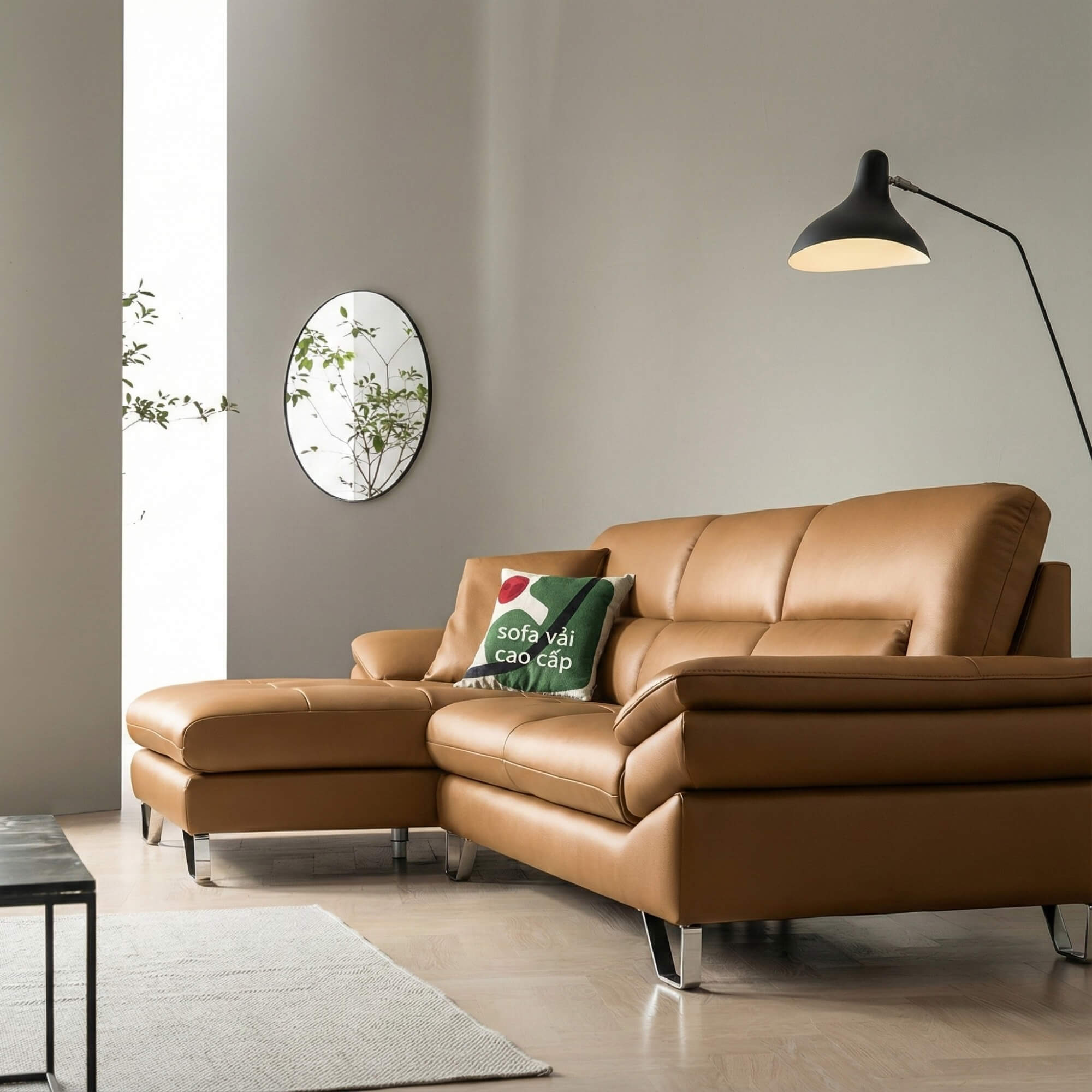 Sofa ARLO - Sofa Da Cao Cấp Góc Chữ L Hiện Đại Đệm Ngồi Êm Ái 