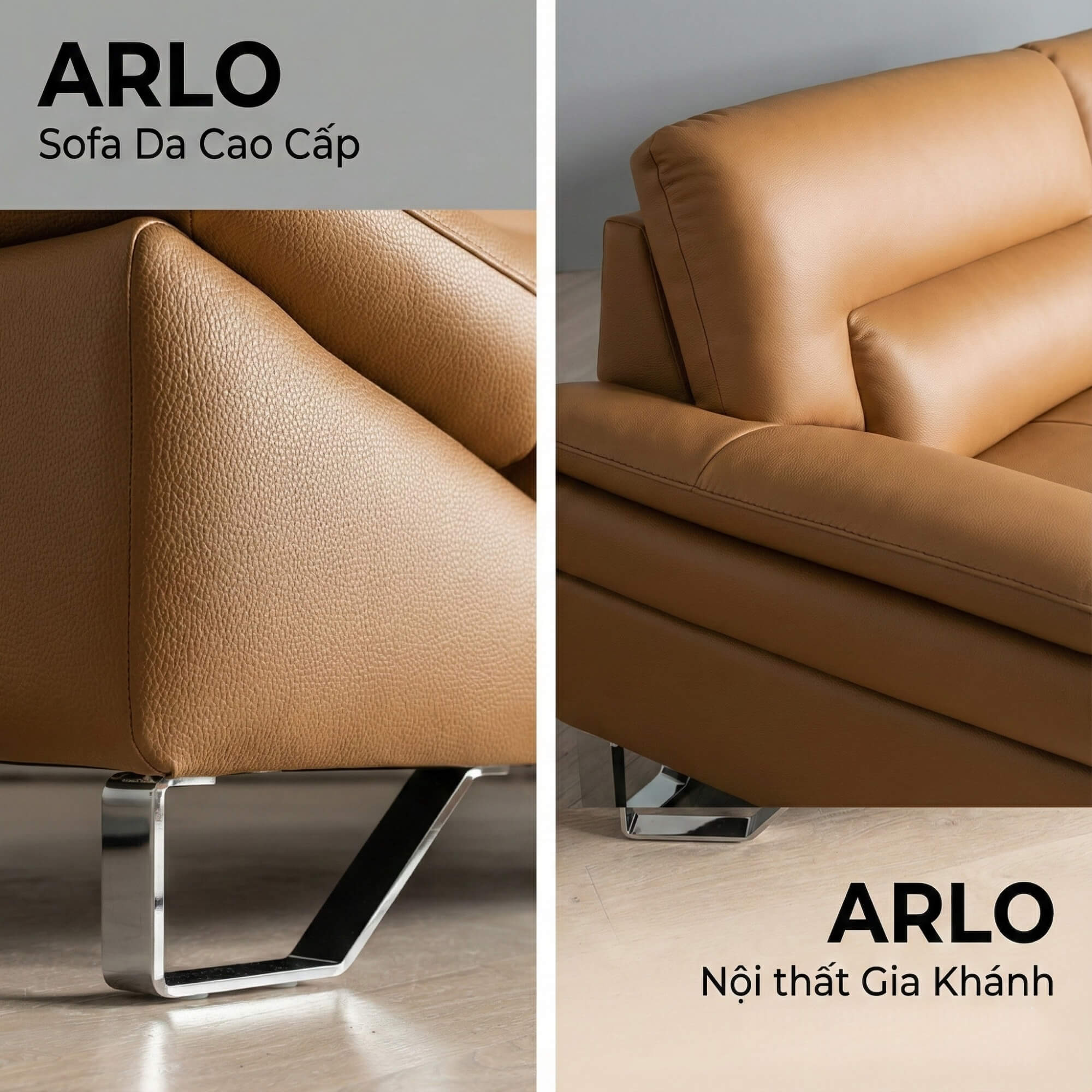 Sofa ARLO - Sofa Da Cao Cấp Góc Chữ L Hiện Đại Đệm Ngồi Êm Ái 