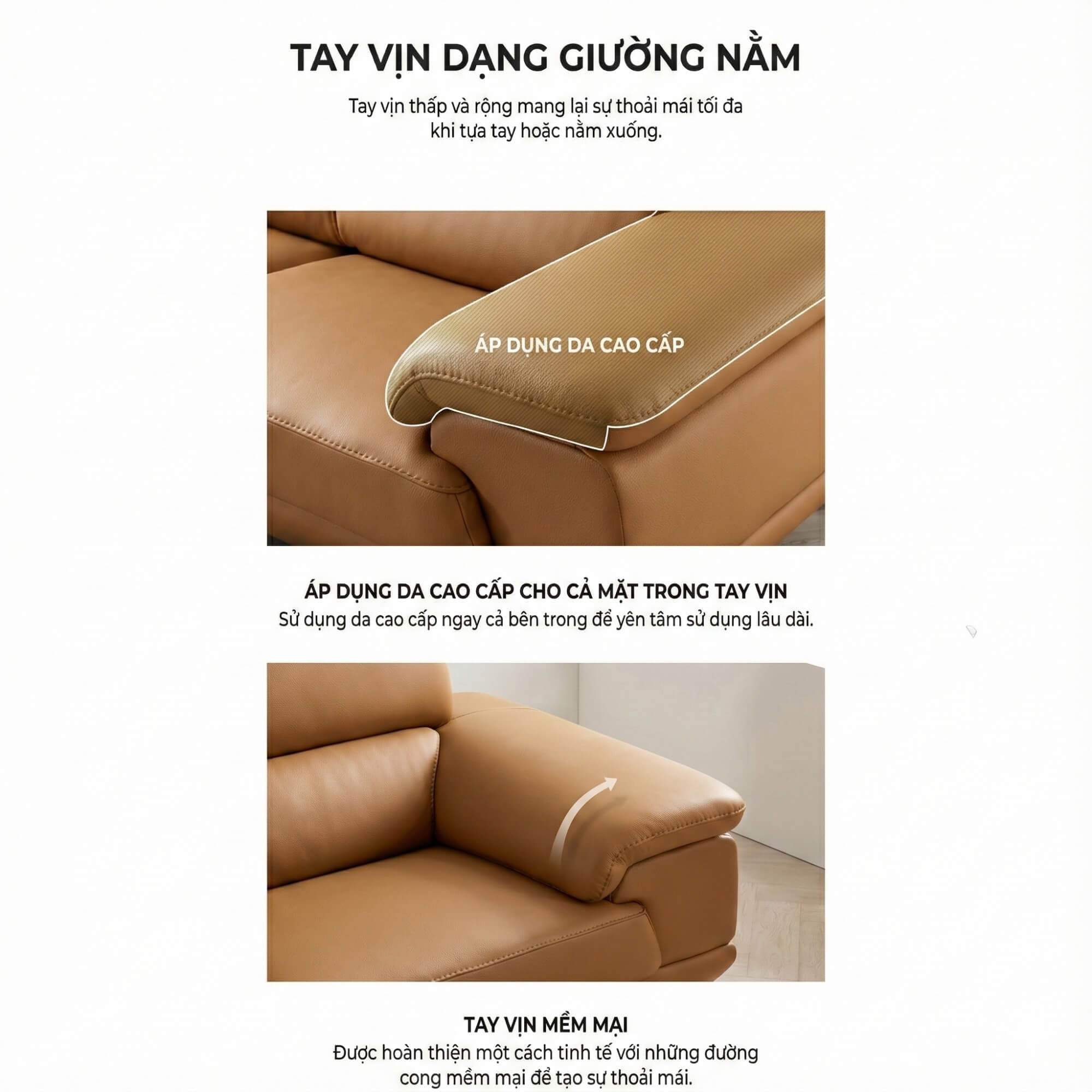 Sofa BENFORD – Sofa Băng Hiện Đại Bọc Da Thiết Di Chuyển Tự Do Êm Ái 