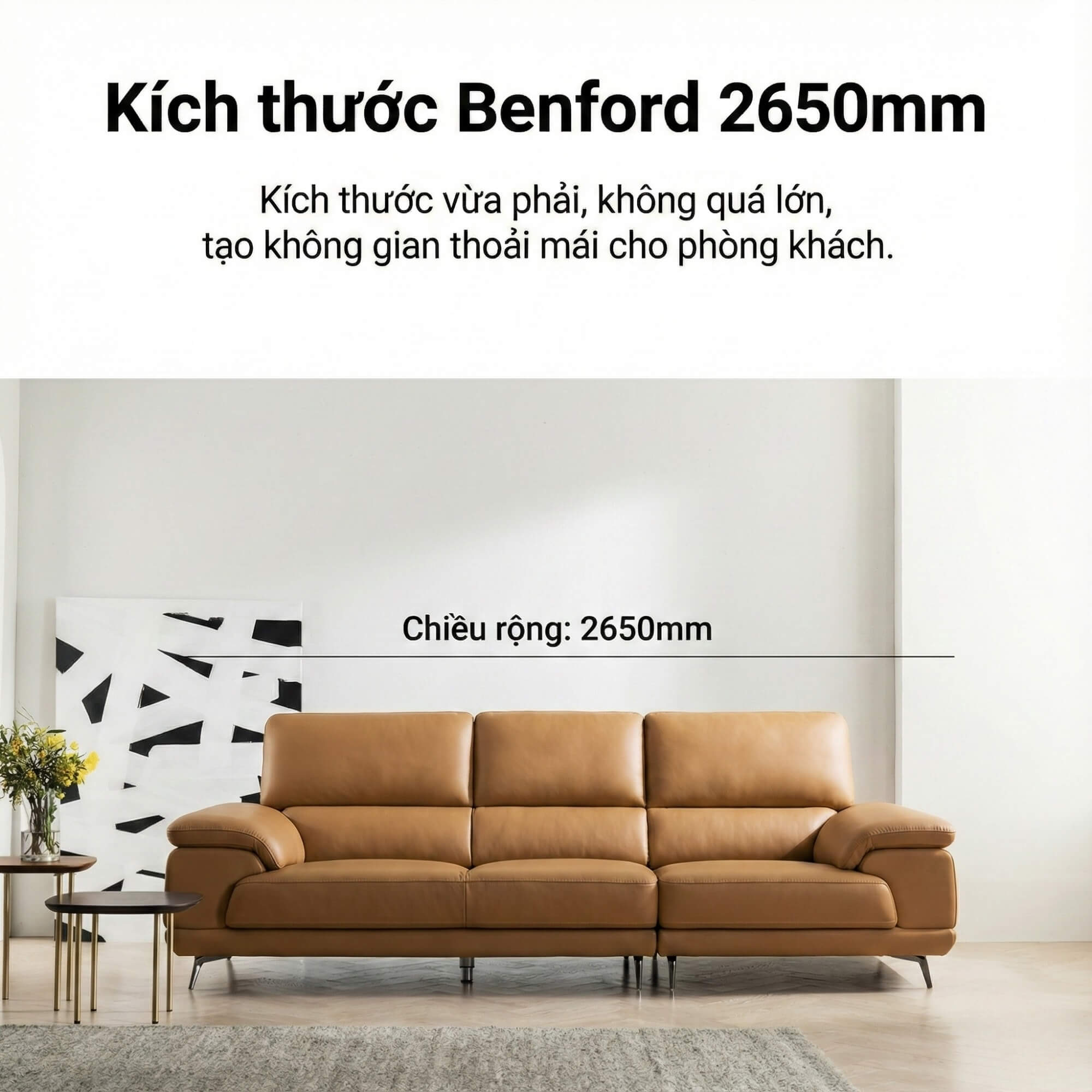 Sofa BENFORD – Sofa Băng Hiện Đại Bọc Da Thiết Di Chuyển Tự Do Êm Ái 