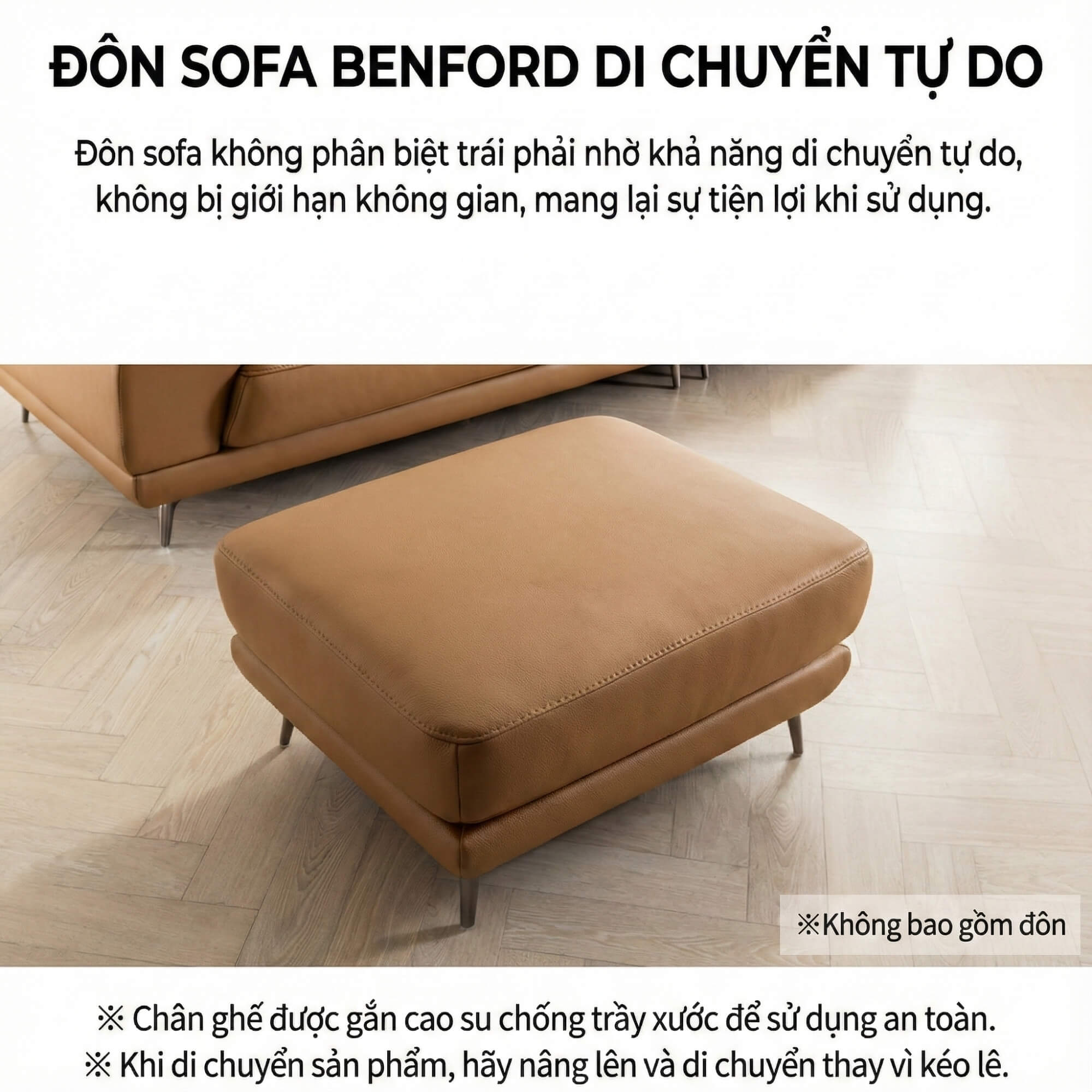 Sofa BENFORD – Sofa Băng Hiện Đại Bọc Da Thiết Di Chuyển Tự Do Êm Ái 