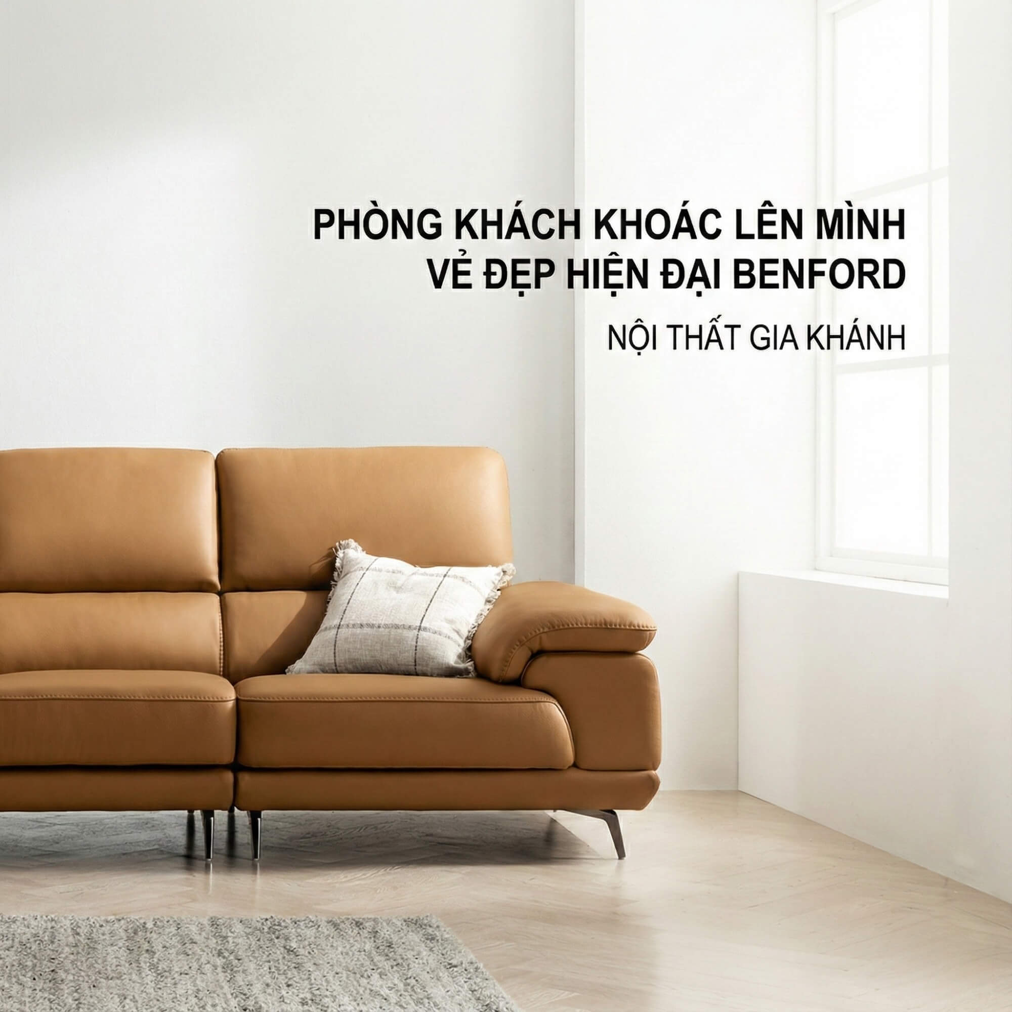 Sofa BENFORD – Sofa Băng Hiện Đại Bọc Da Thiết Di Chuyển Tự Do Êm Ái 