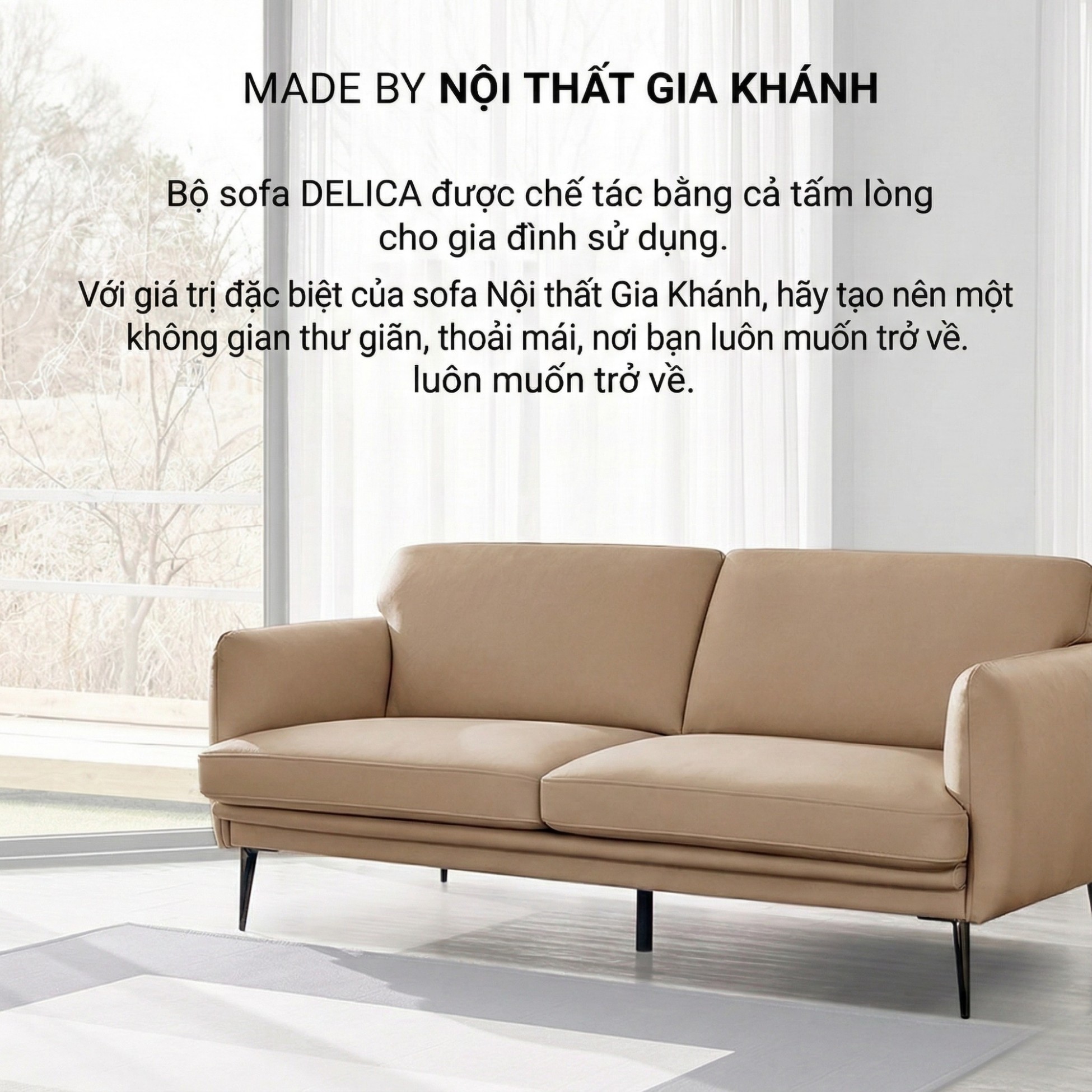Sofa DELICA – Sofa Da Băng Đôi Cao Cấp Nhỏ Gọn Cho Phòng Khách Mini