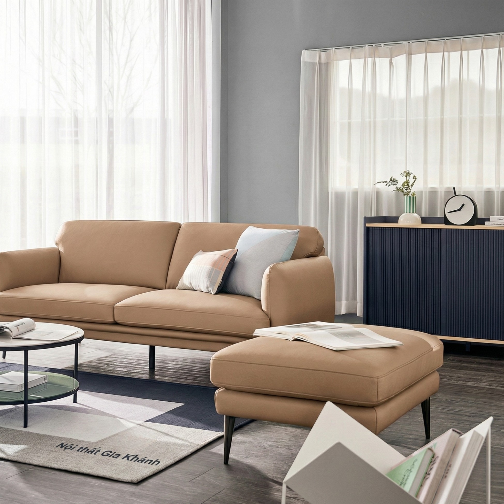 Sofa DELICA – Sofa Da Băng Đôi Cao Cấp Nhỏ Gọn Cho Phòng Khách Mini