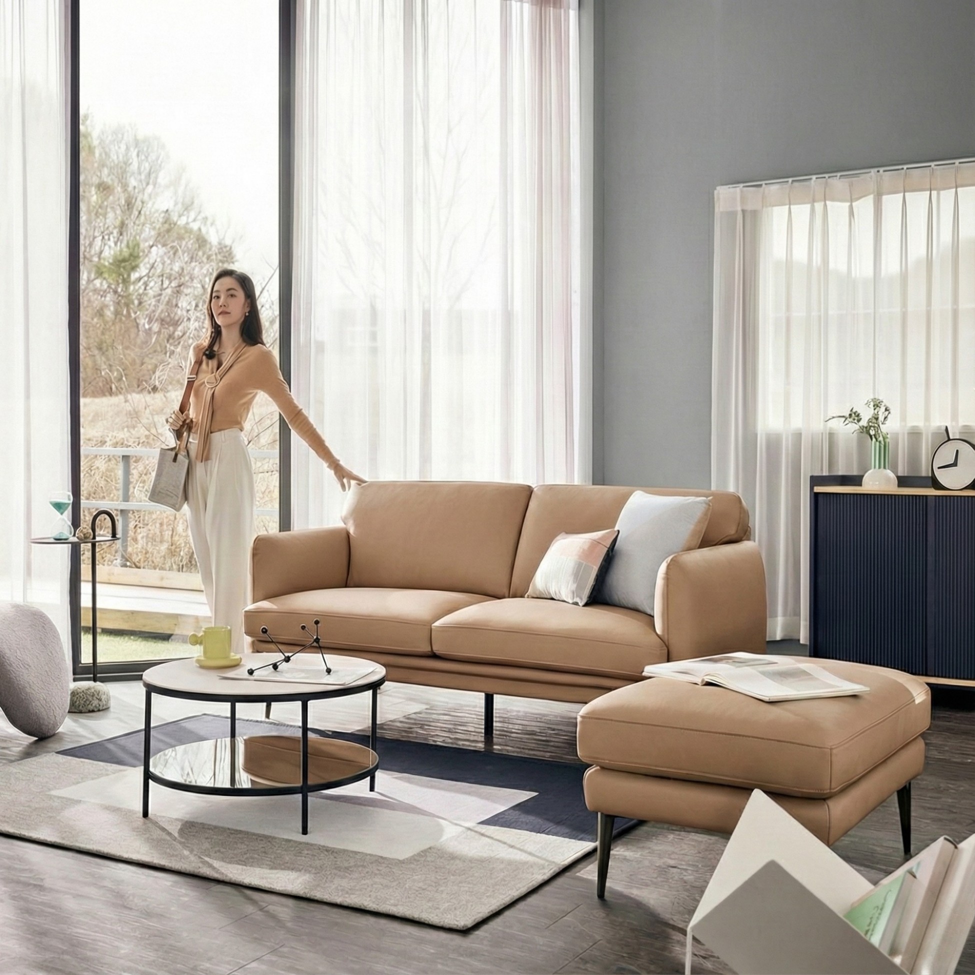 Sofa DELICA – Sofa Da Băng Đôi Cao Cấp Nhỏ Gọn Cho Phòng Khách Mini