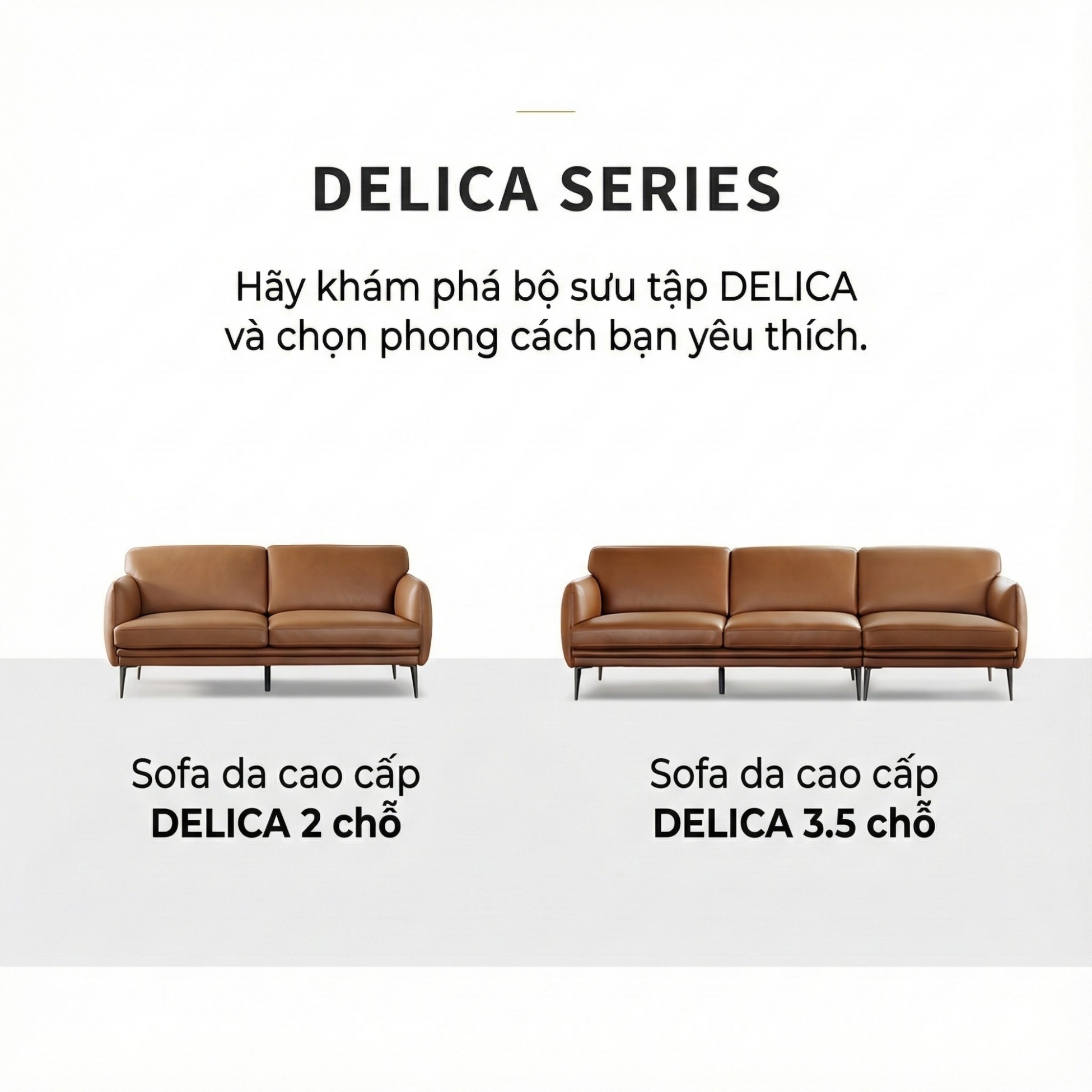 Sofa DELICA – Sofa Da Băng Đôi Cao Cấp Nhỏ Gọn Cho Phòng Khách Mini