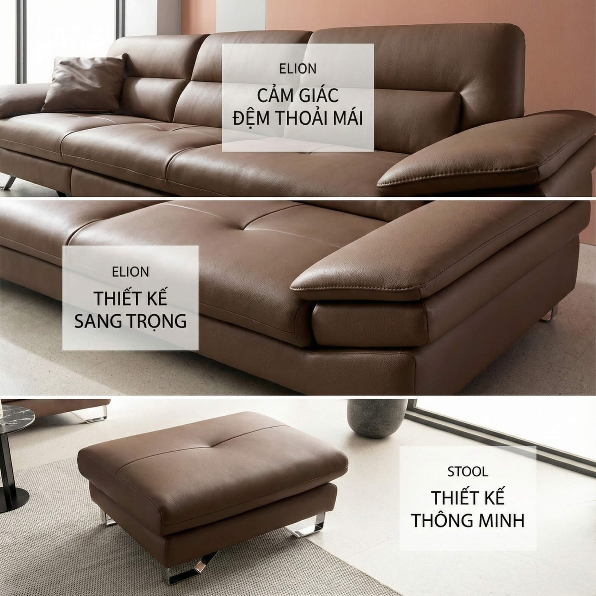 Sofa ELION – Sofa Văng Da Cao Cấp Hiện Đại Thiết Kế Tay Daybed