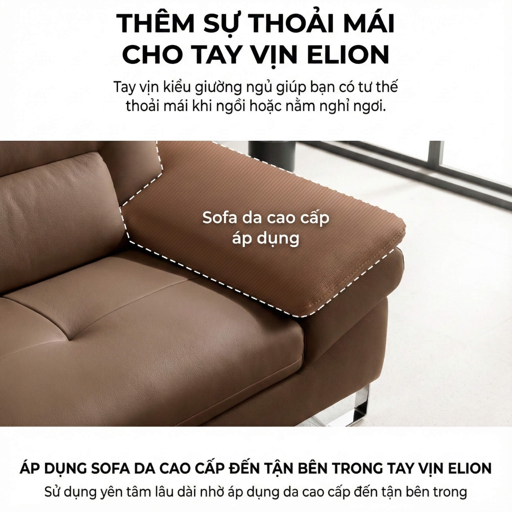 Sofa ELION – Sofa Văng Da Cao Cấp Hiện Đại Thiết Kế Tay Daybed