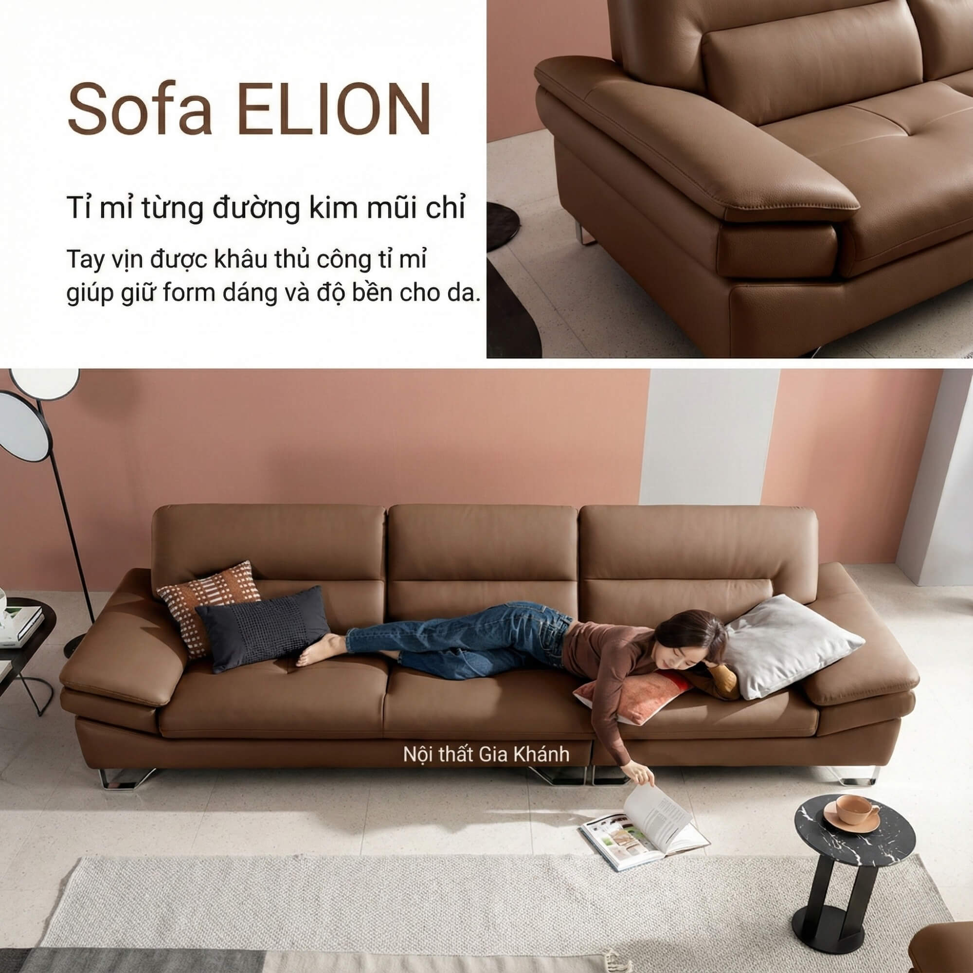 Sofa ELION – Sofa Văng Da Cao Cấp Hiện Đại Thiết Kế Tay Daybed