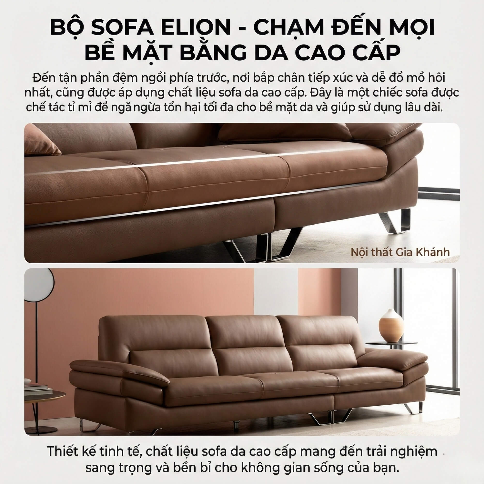 Sofa ELION – Sofa Văng Da Cao Cấp Hiện Đại Thiết Kế Tay Daybed