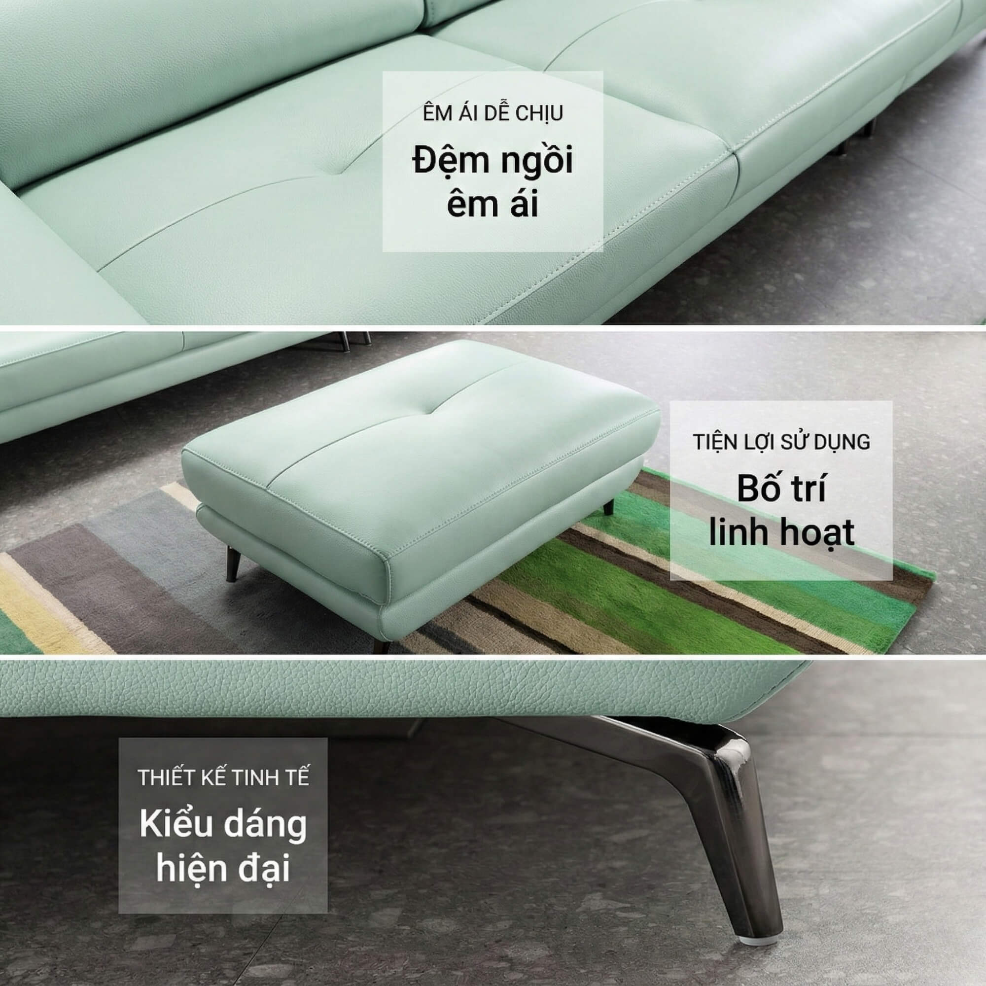 Sofa ELIORA - Sofa Băng Bọc Da Hiện Đại Cho Căn Phòng Ngập Cảm Xúc