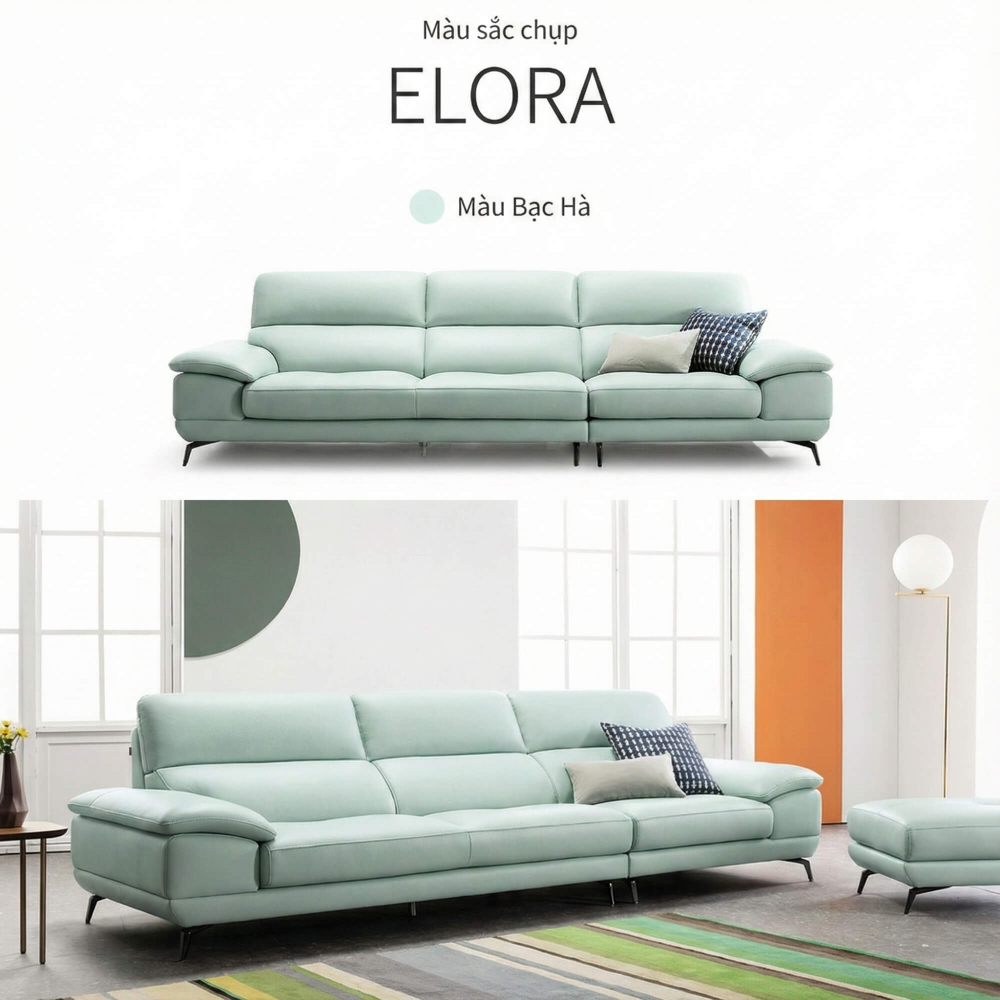 Sofa ELIORA - Sofa Băng Bọc Da Hiện Đại Cho Căn Phòng Ngập Cảm Xúc