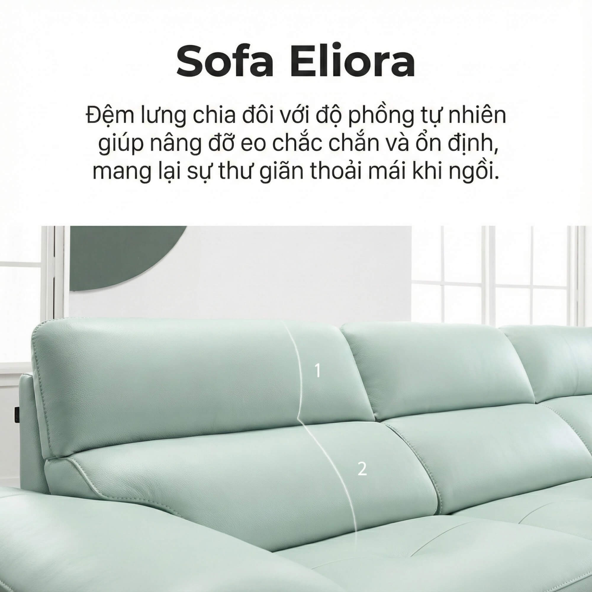 Sofa ELIORA - Sofa Băng Bọc Da Hiện Đại Cho Căn Phòng Ngập Cảm Xúc