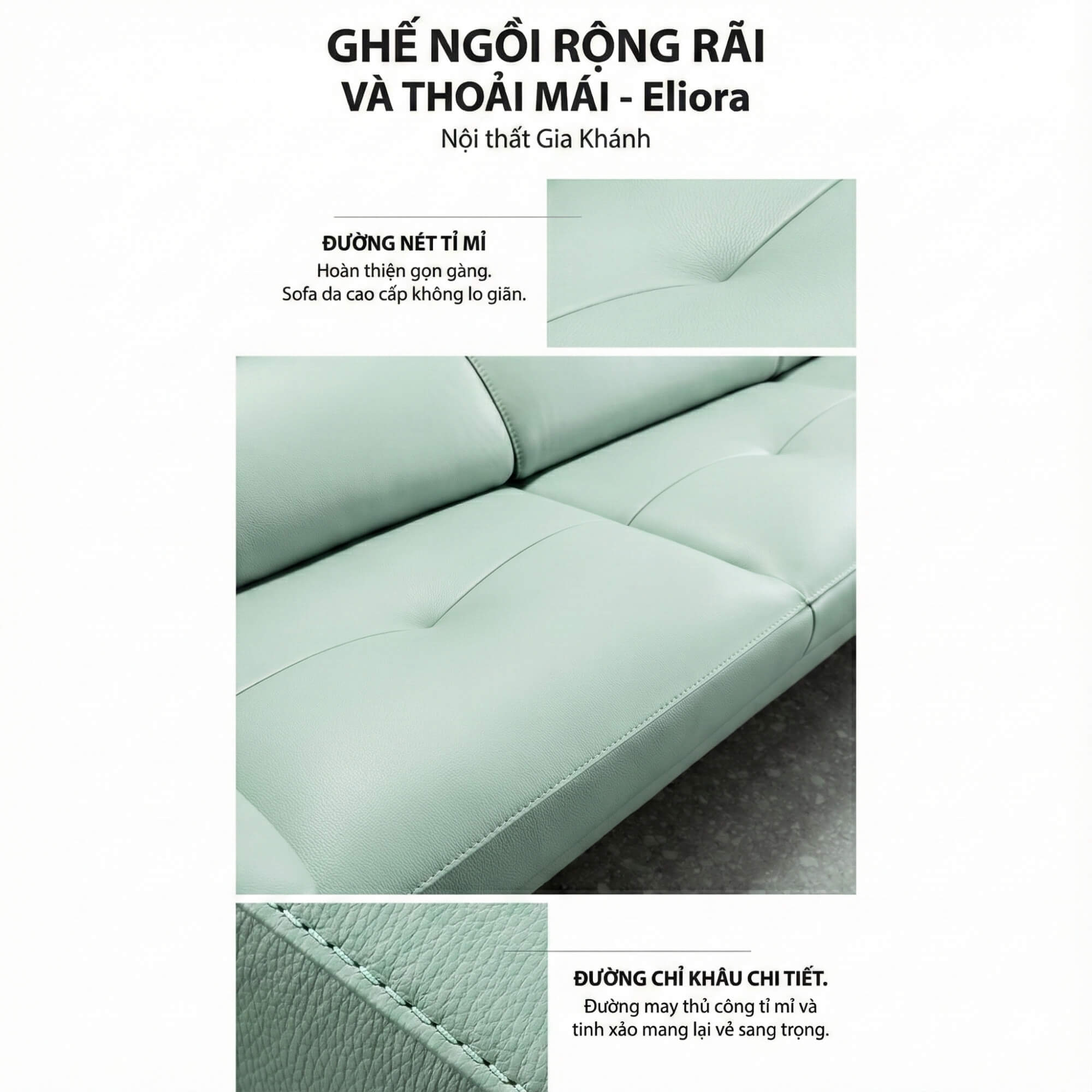 Sofa ELIORA - Sofa Băng Bọc Da Hiện Đại Cho Căn Phòng Ngập Cảm Xúc