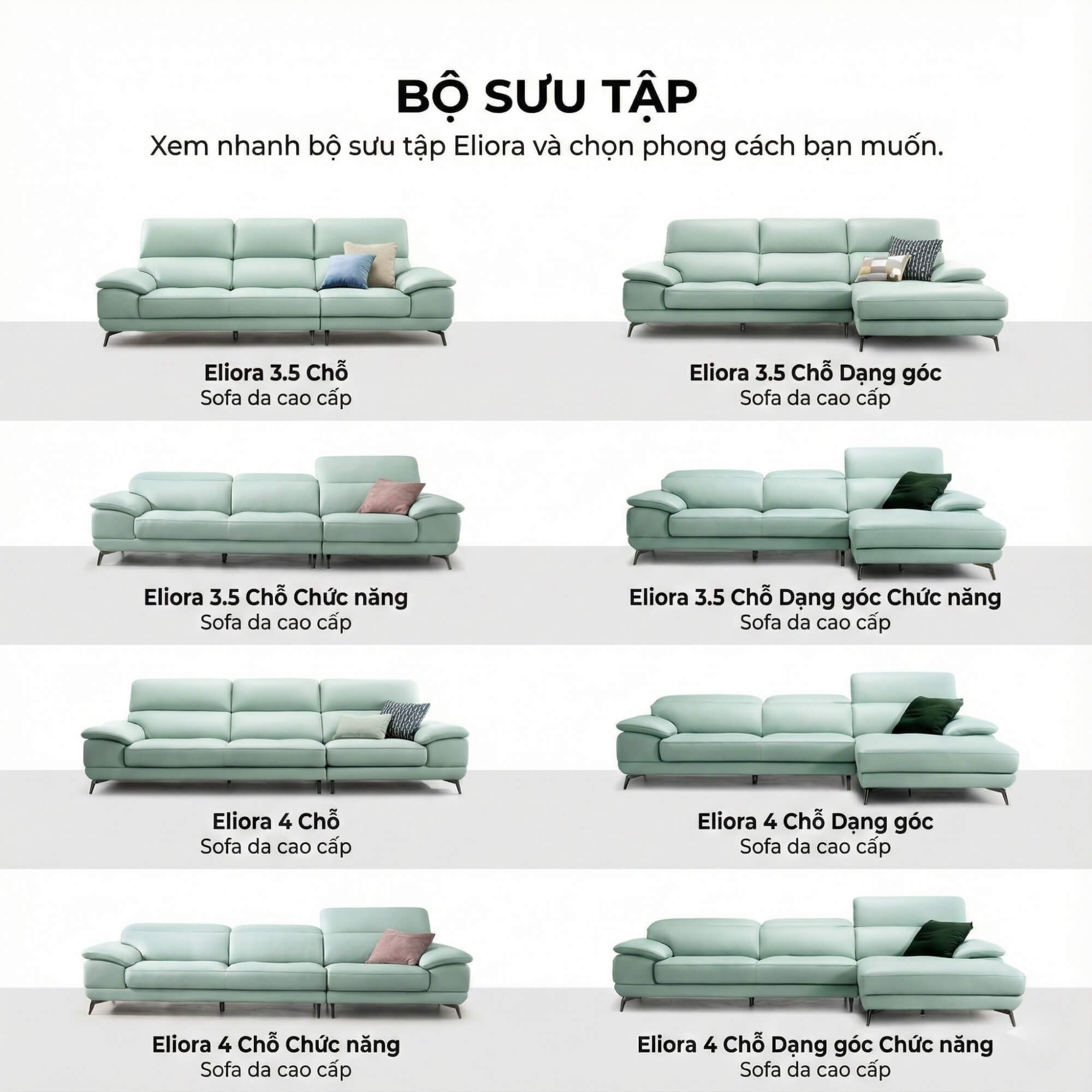 Sofa ELIORA - Sofa Băng Bọc Da Hiện Đại Cho Căn Phòng Ngập Cảm Xúc