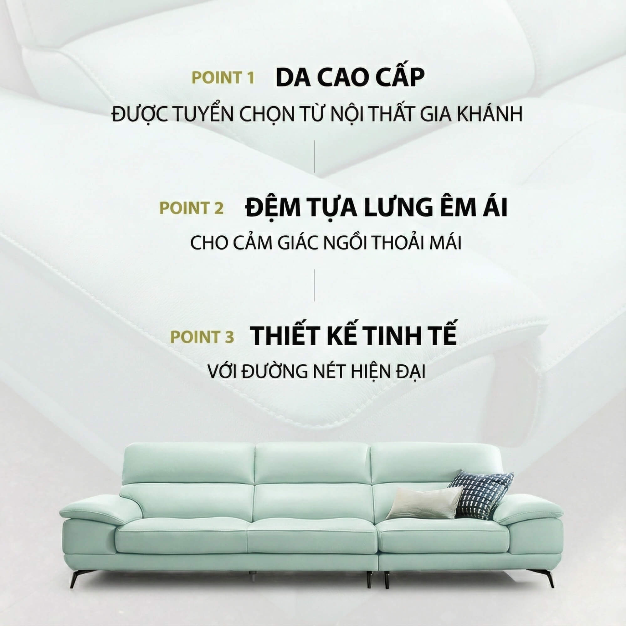 Sofa ELIORA - Sofa Băng Bọc Da Hiện Đại Cho Căn Phòng Ngập Cảm Xúc