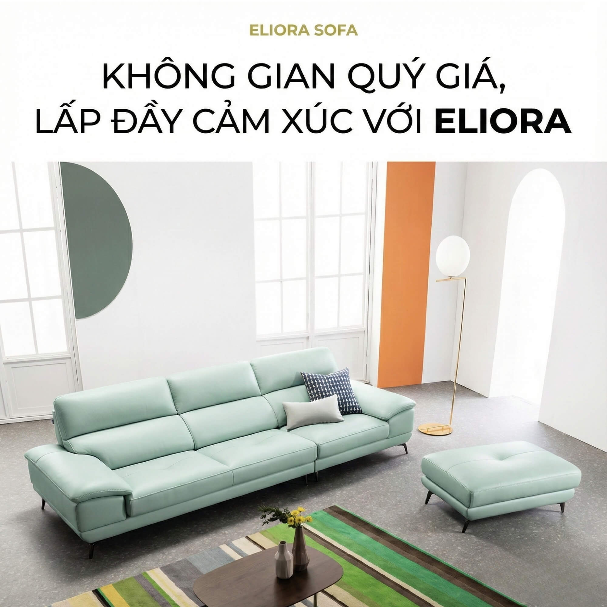 Sofa ELIORA - Sofa Băng Bọc Da Hiện Đại Cho Căn Phòng Ngập Cảm Xúc