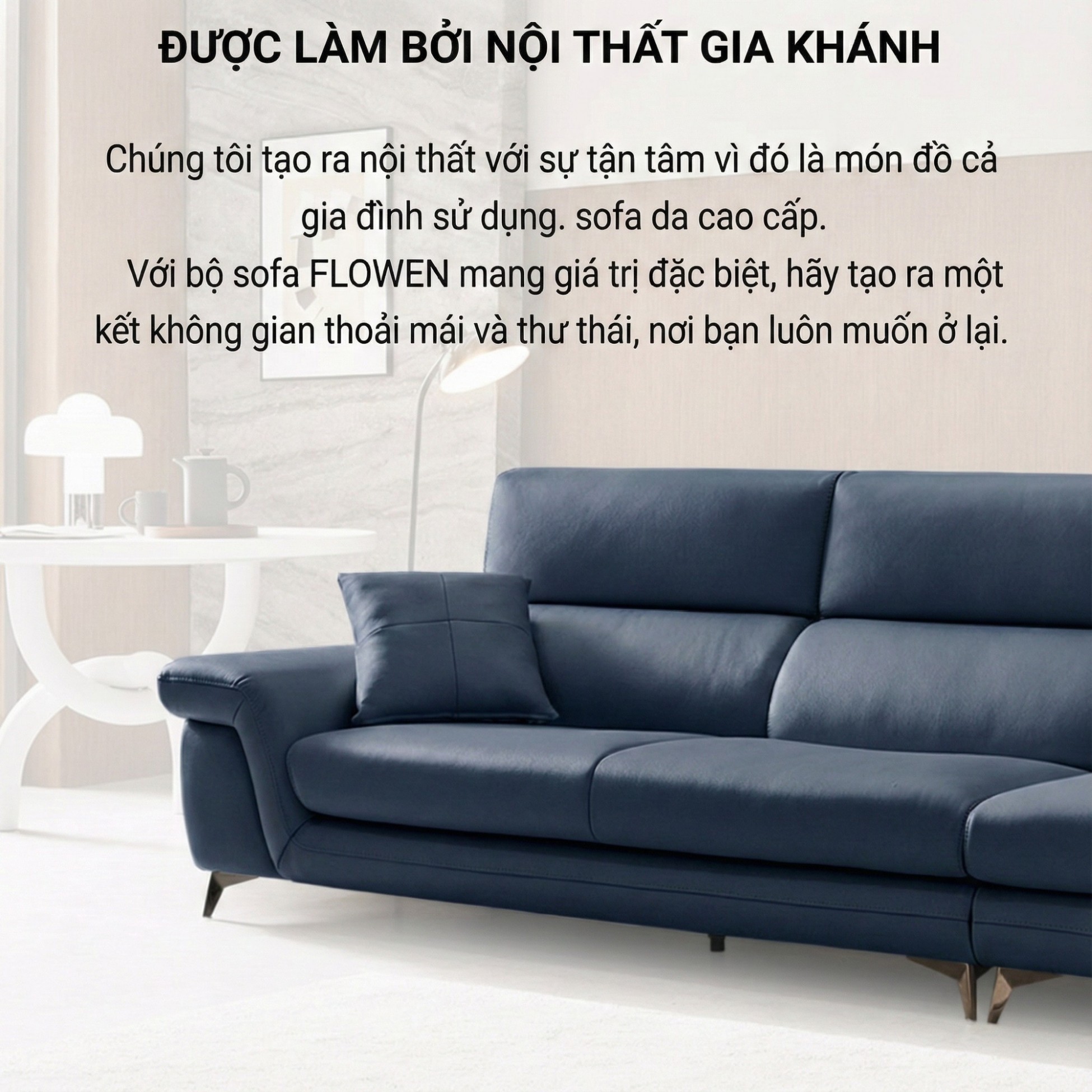 Sofa FLOWEN – Sofa Băng Hiện Đại 4 Chỗ Bọc Da Cao Cấp Êm Ái Thoải Mái 