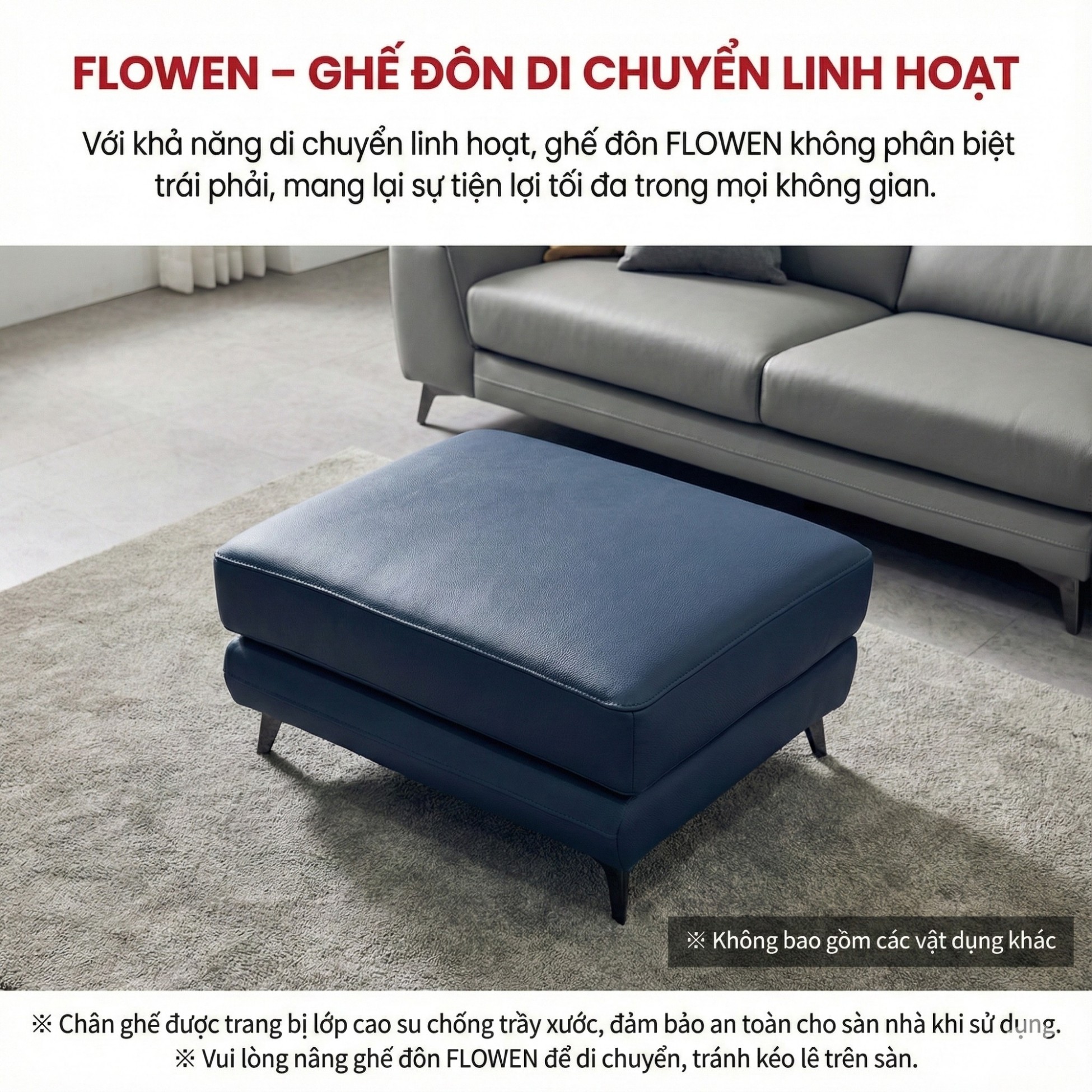 Sofa FLOWEN – Sofa Băng Hiện Đại 4 Chỗ Bọc Da Cao Cấp Êm Ái Thoải Mái 