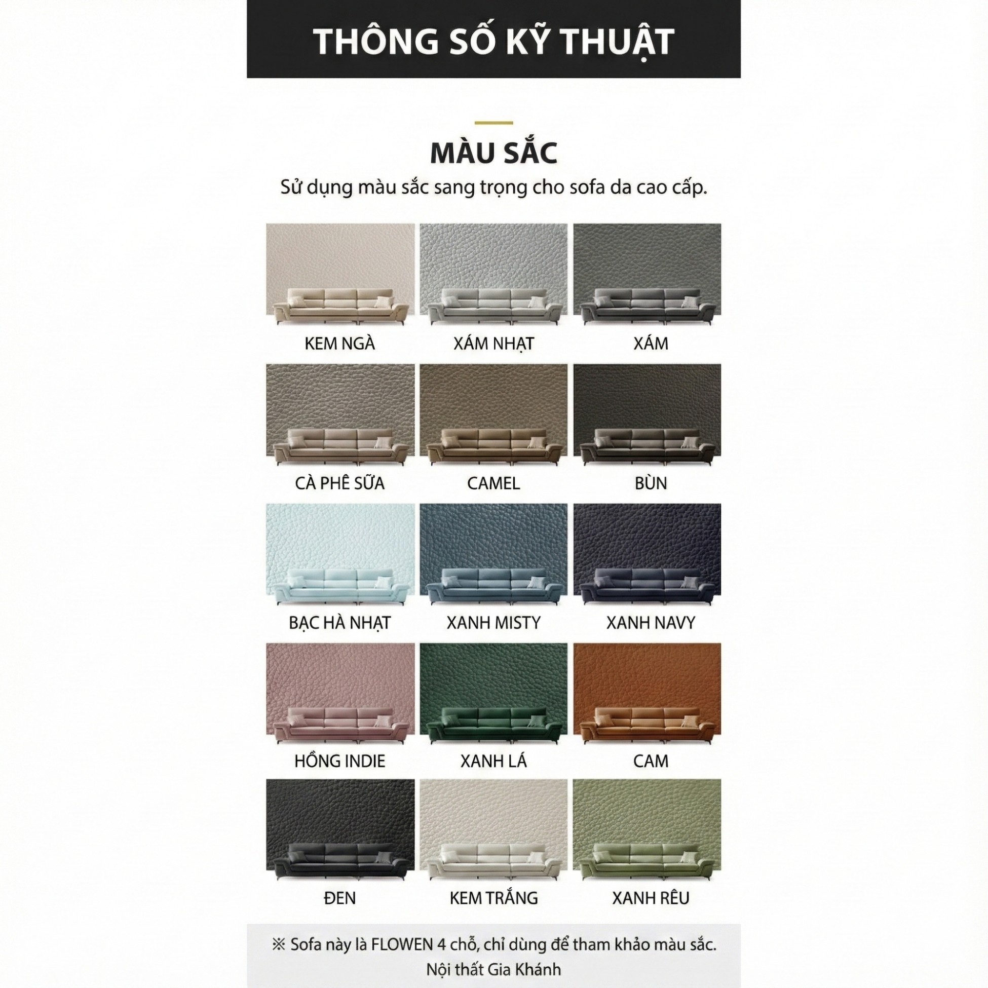 Sofa FLOWEN – Sofa Băng Hiện Đại 4 Chỗ Bọc Da Cao Cấp Êm Ái Thoải Mái 