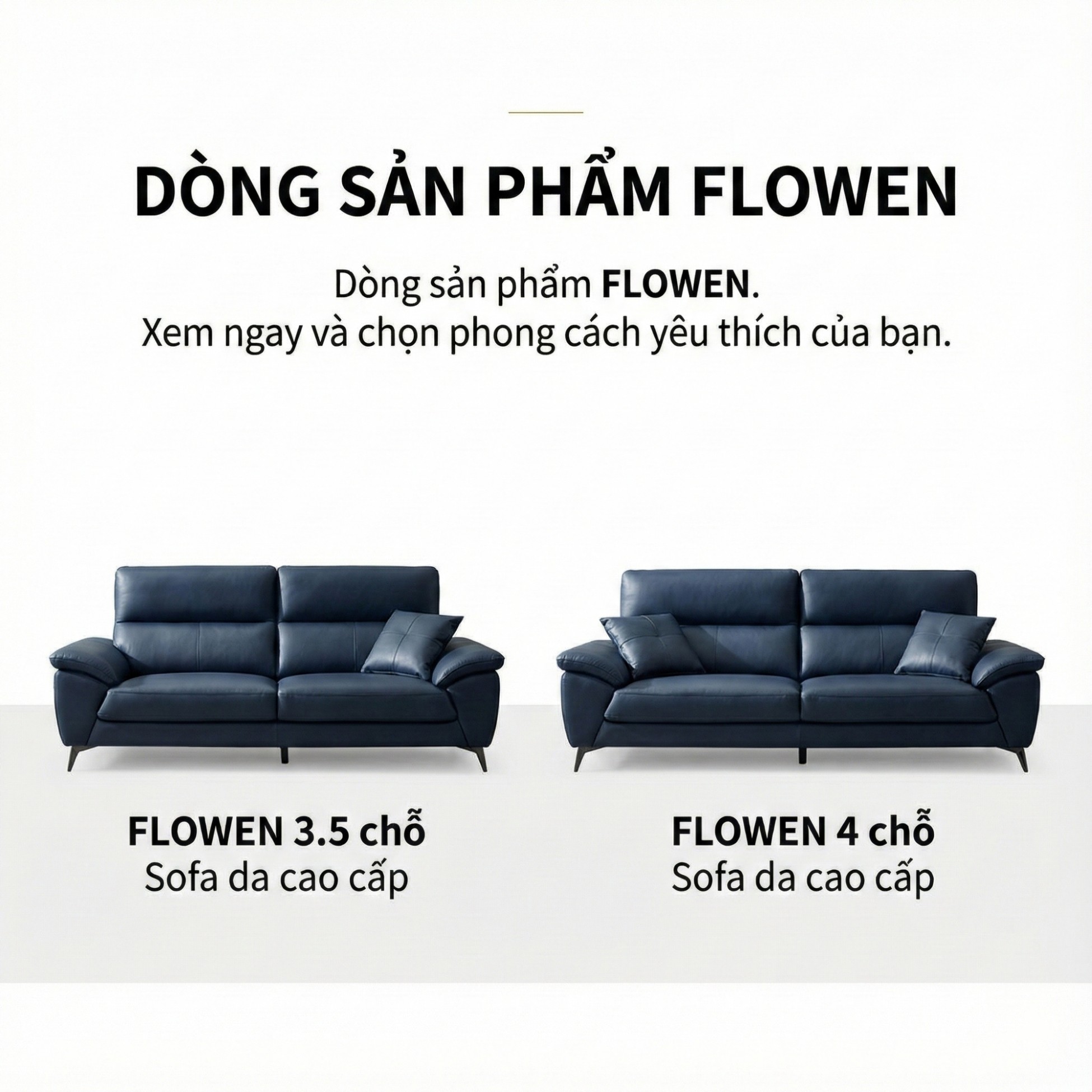 Sofa FLOWEN – Sofa Băng Hiện Đại 4 Chỗ Bọc Da Cao Cấp Êm Ái Thoải Mái 