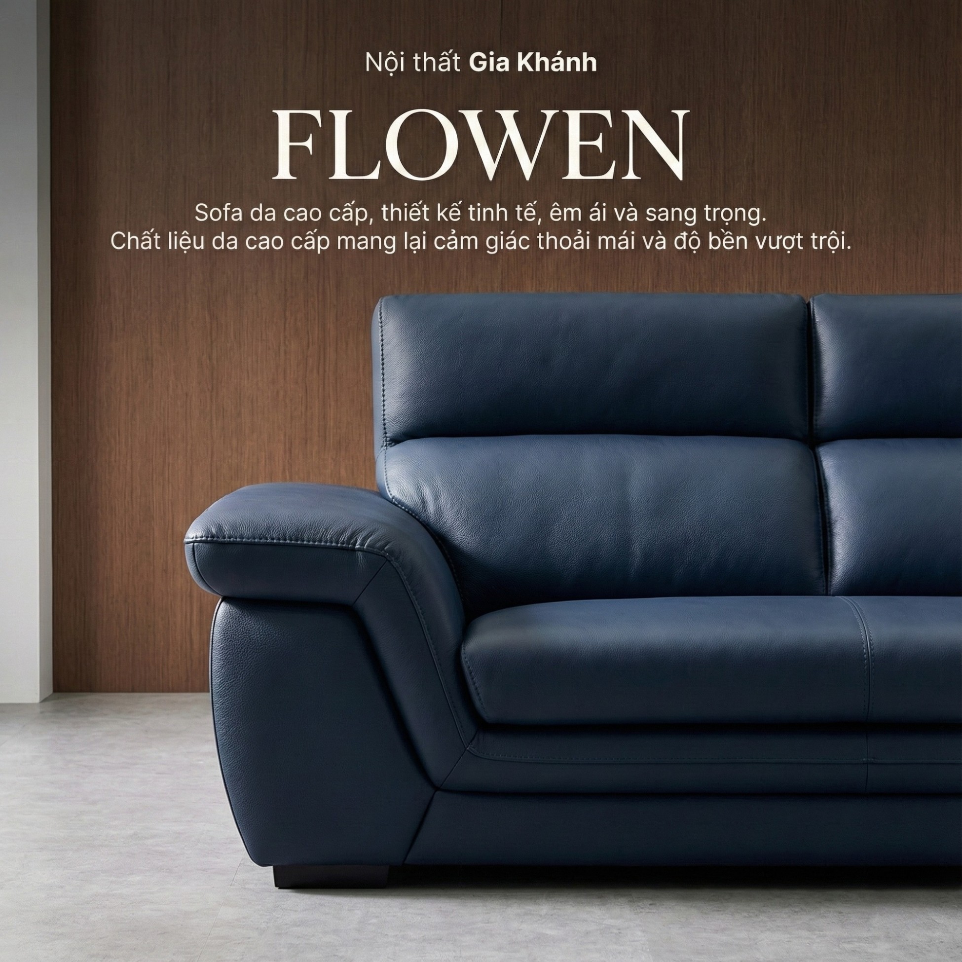 Sofa FLOWEN – Sofa Băng Hiện Đại 4 Chỗ Bọc Da Cao Cấp Êm Ái Thoải Mái 