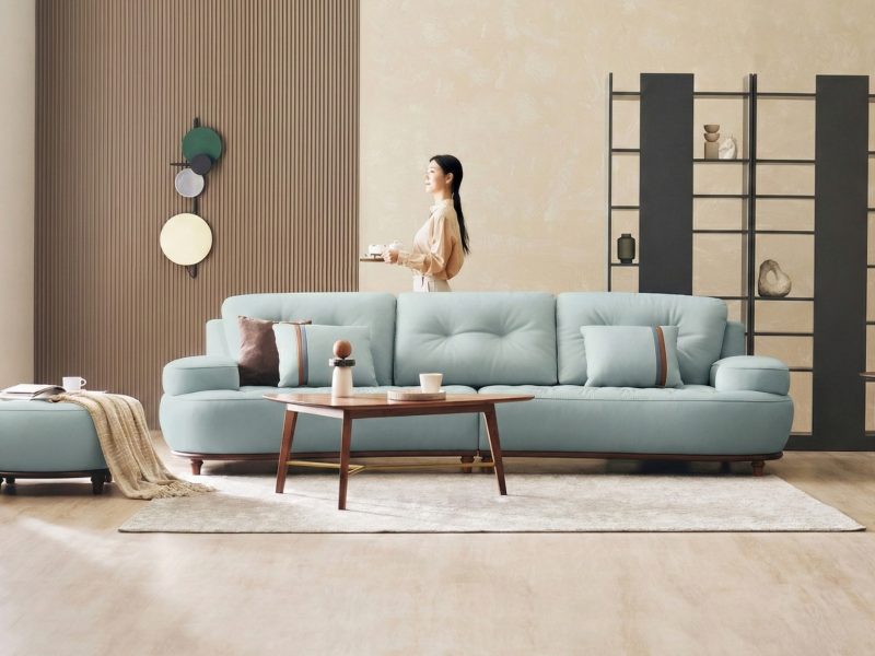 Sofa NOURA – Sofa Băng Lưng Cong Độc Lạ Bọc Da Cao Cấp Sang Trọng