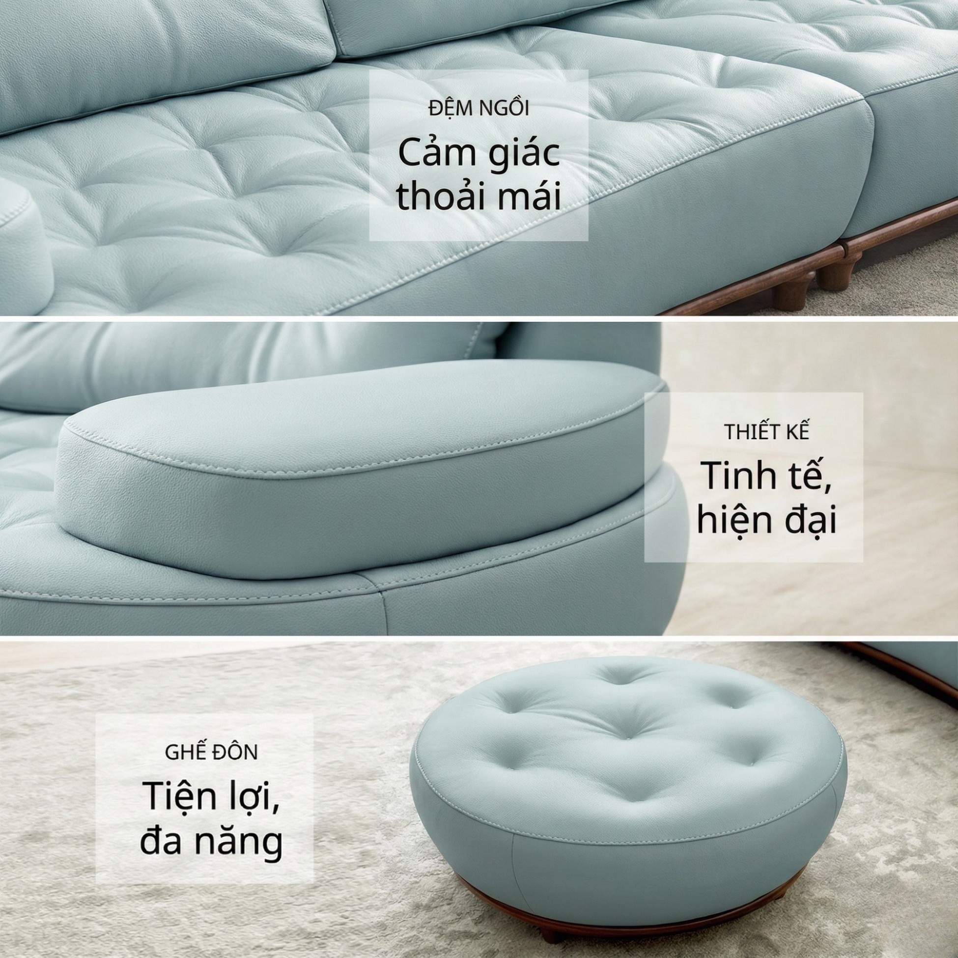 Sofa NOURA – Sofa Băng Lưng Cong Độc Lạ Bọc Da Cao Cấp Sang Trọng