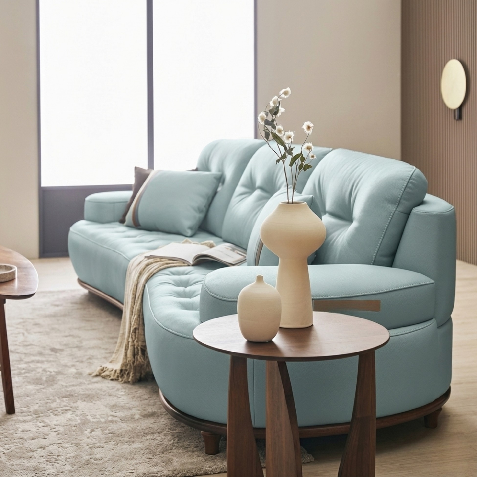 Sofa NOURA – Sofa Băng Lưng Cong Độc Lạ Bọc Da Cao Cấp Sang Trọng