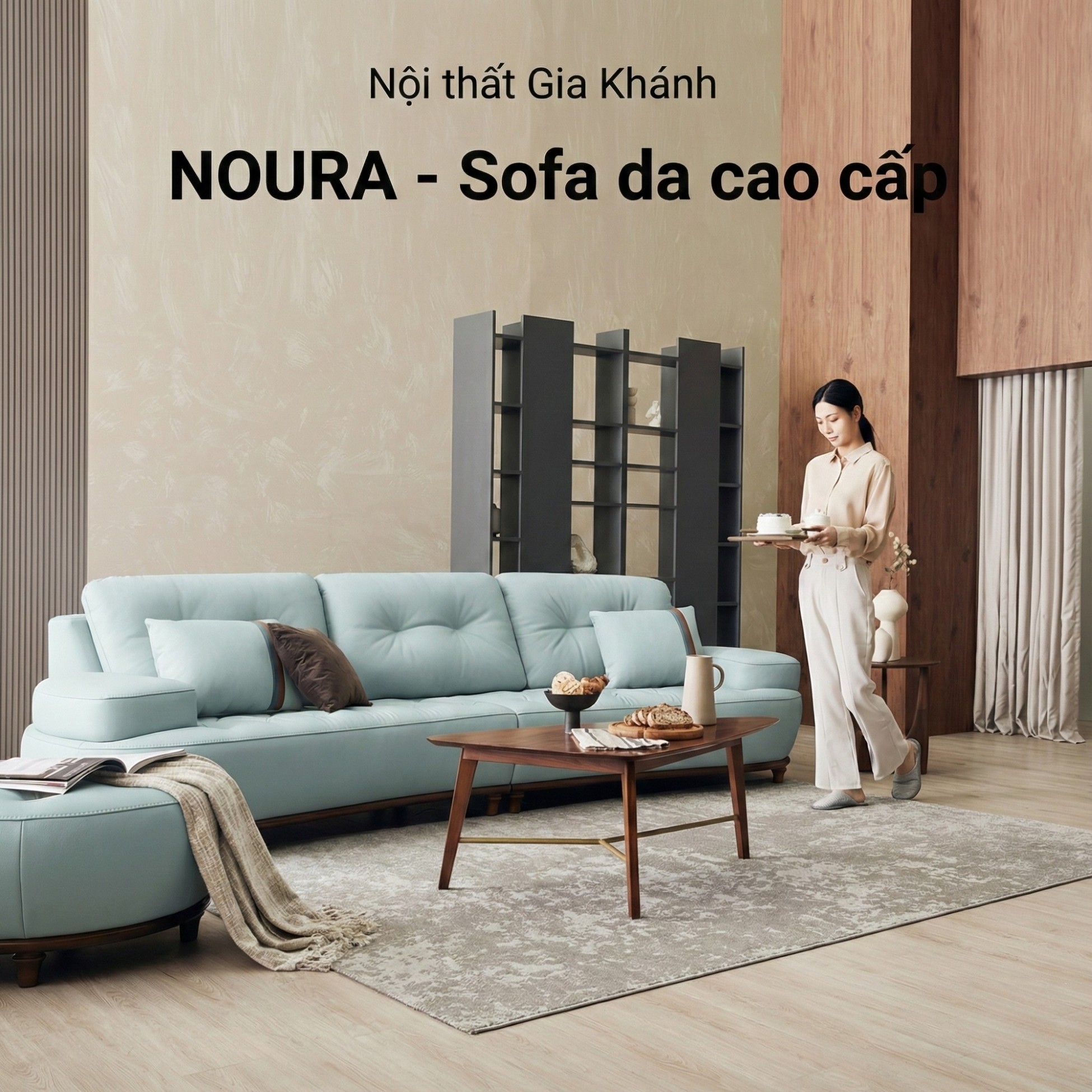 Sofa NOURA – Sofa Băng Lưng Cong Độc Lạ Bọc Da Cao Cấp Sang Trọng