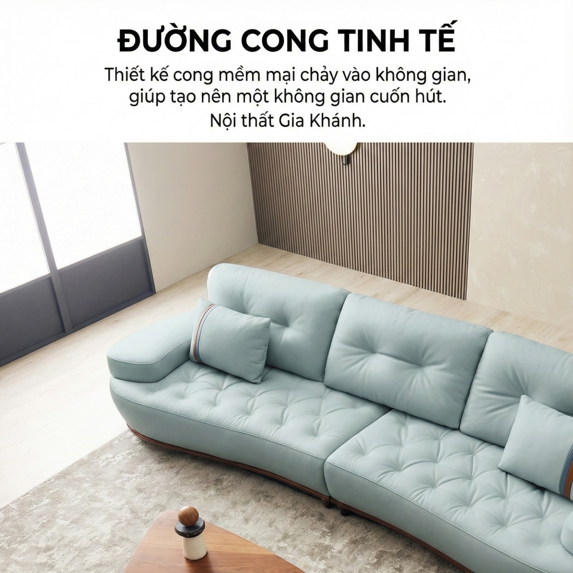 Sofa NOURA – Sofa Băng Lưng Cong Độc Lạ Bọc Da Cao Cấp Sang Trọng