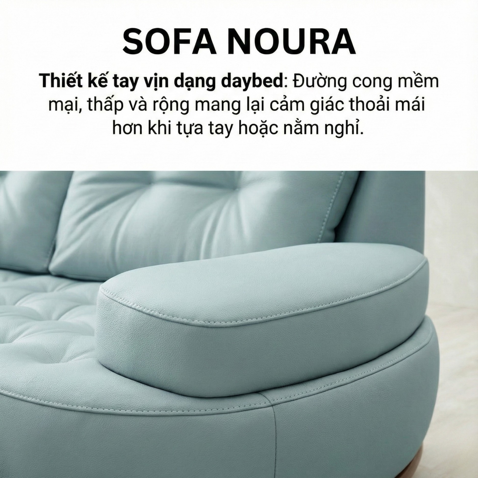 Sofa NOURA – Sofa Băng Lưng Cong Độc Lạ Bọc Da Cao Cấp Sang Trọng