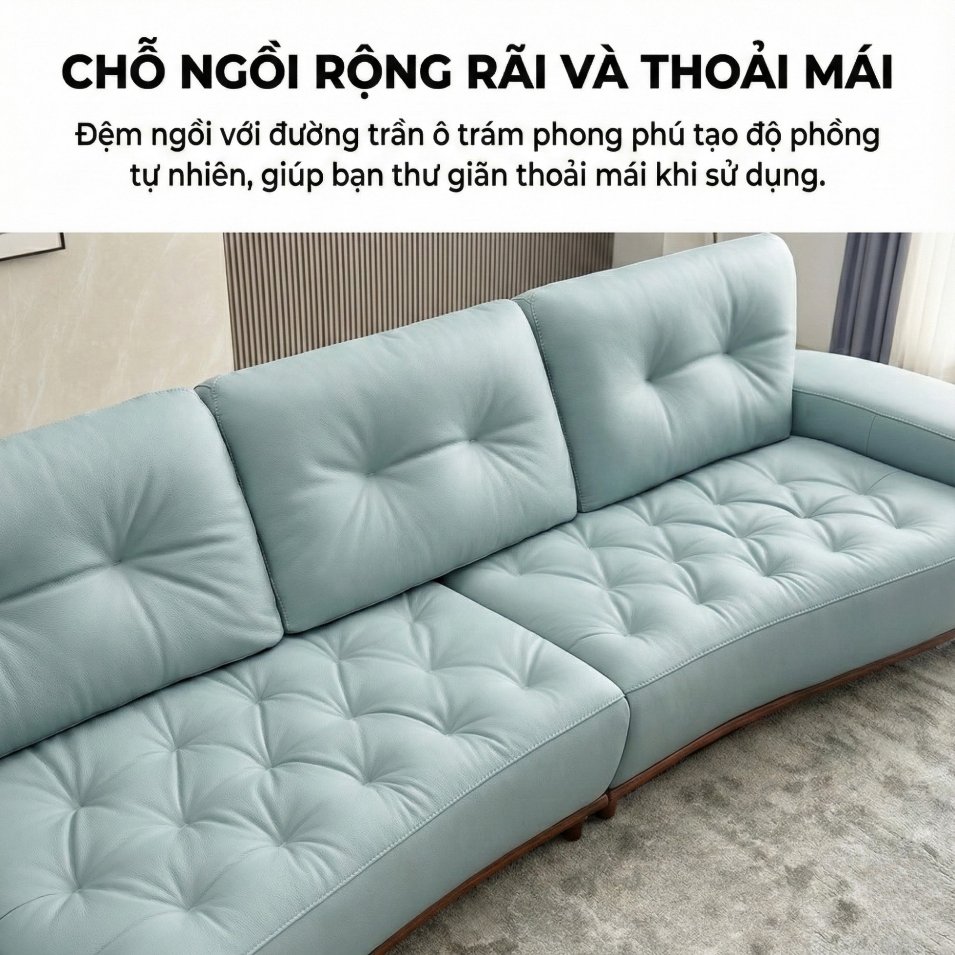 Sofa NOURA – Sofa Băng Lưng Cong Độc Lạ Bọc Da Cao Cấp Sang Trọng