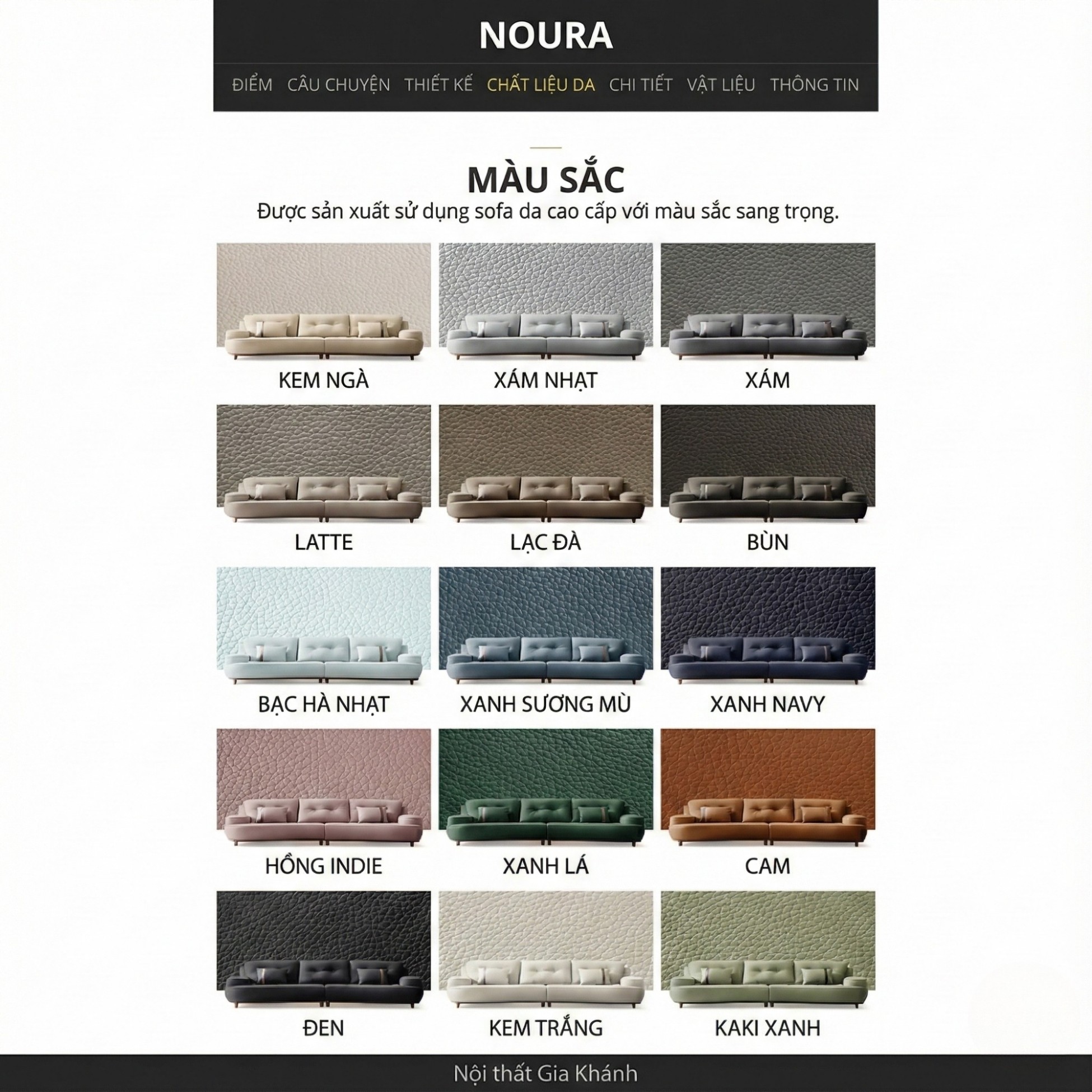 Sofa NOURA – Sofa Băng Lưng Cong Độc Lạ Bọc Da Cao Cấp Sang Trọng