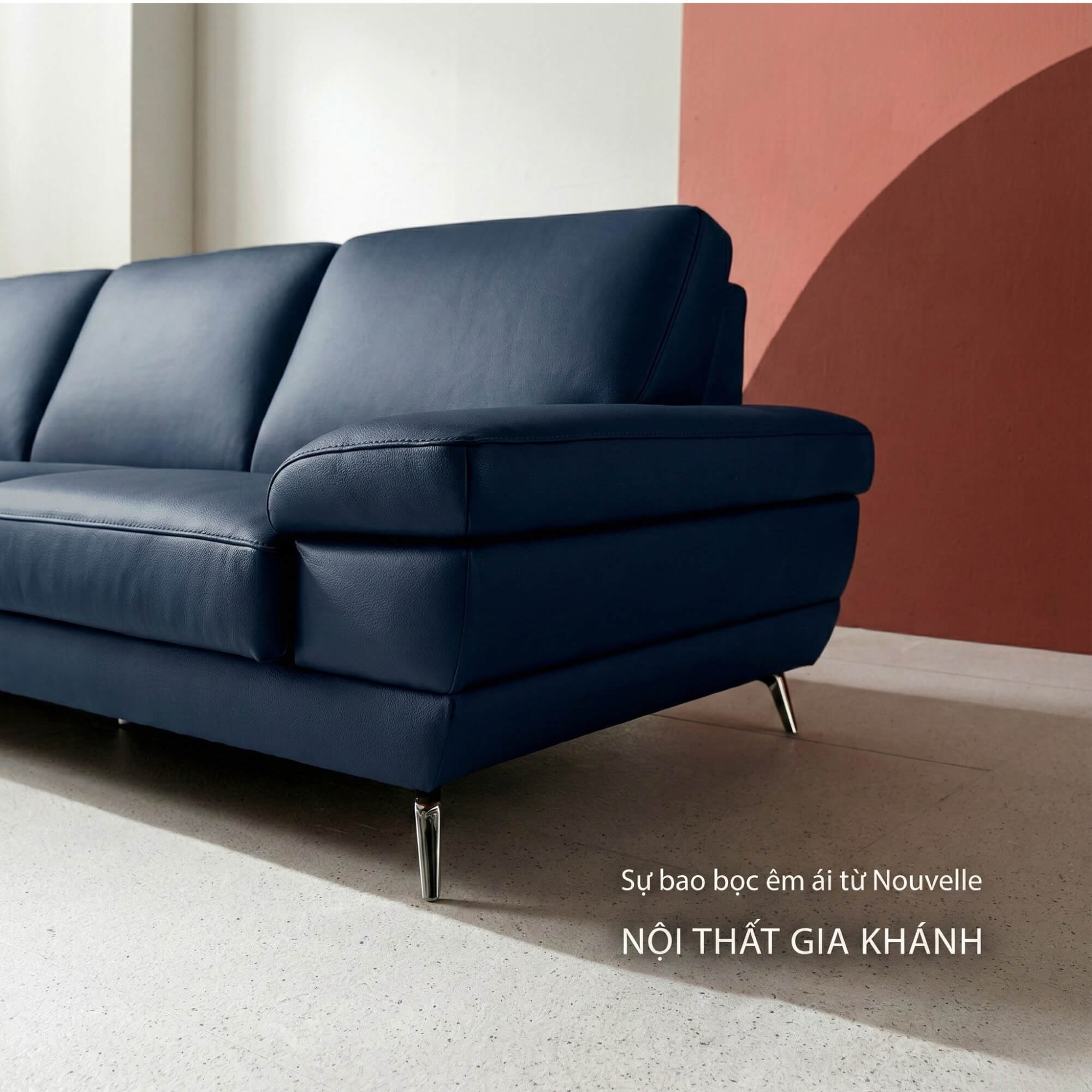 Sofa NOUVELLE – Sofa Băng 3.5 Chỗ Hiện Đại Bọc Da Sang Trọng 