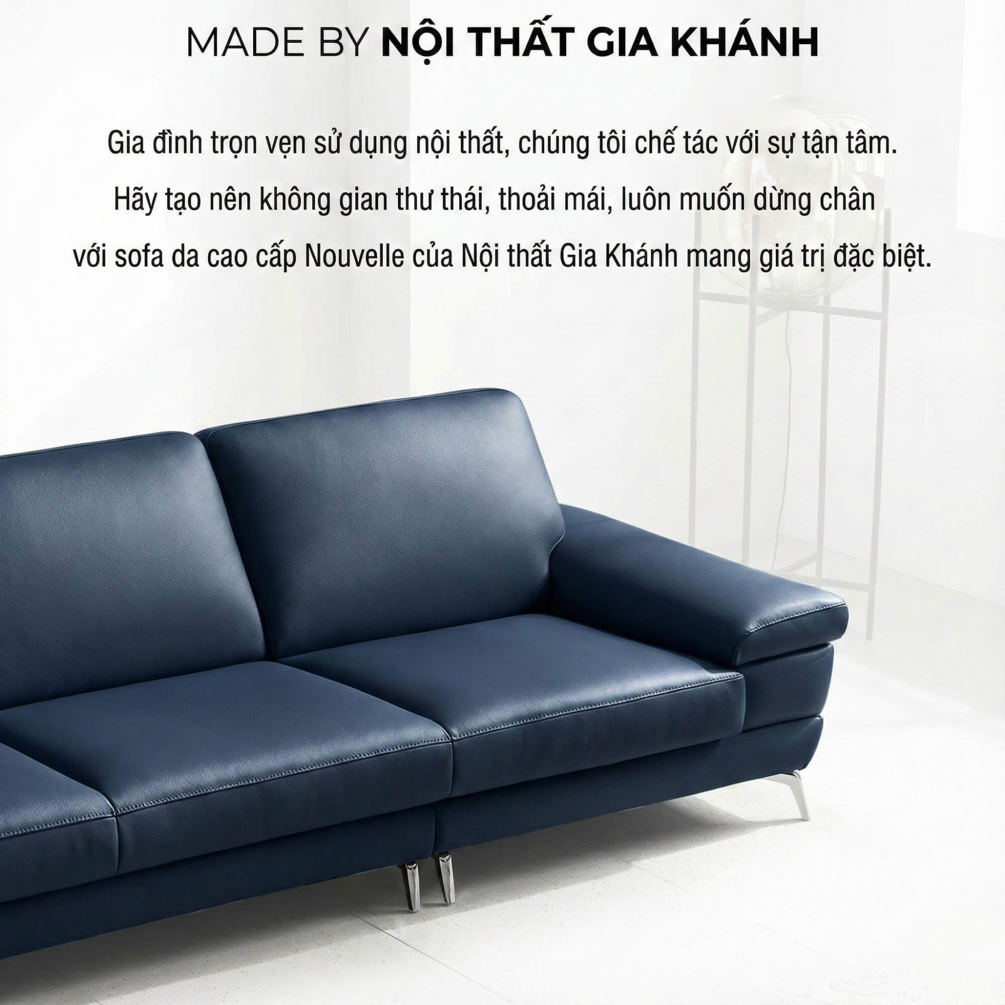 Sofa NOUVELLE – Sofa Băng 3.5 Chỗ Hiện Đại Bọc Da Sang Trọng 